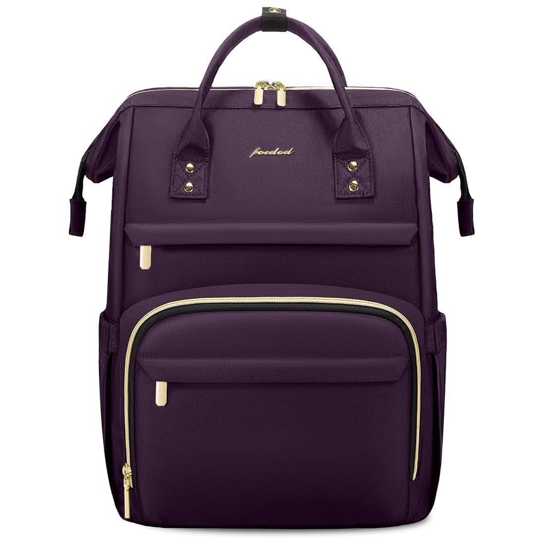 Stylish 15.6" Laptop Backpack for Women   Waterproof Travel Work Bag, Dark Purpl7