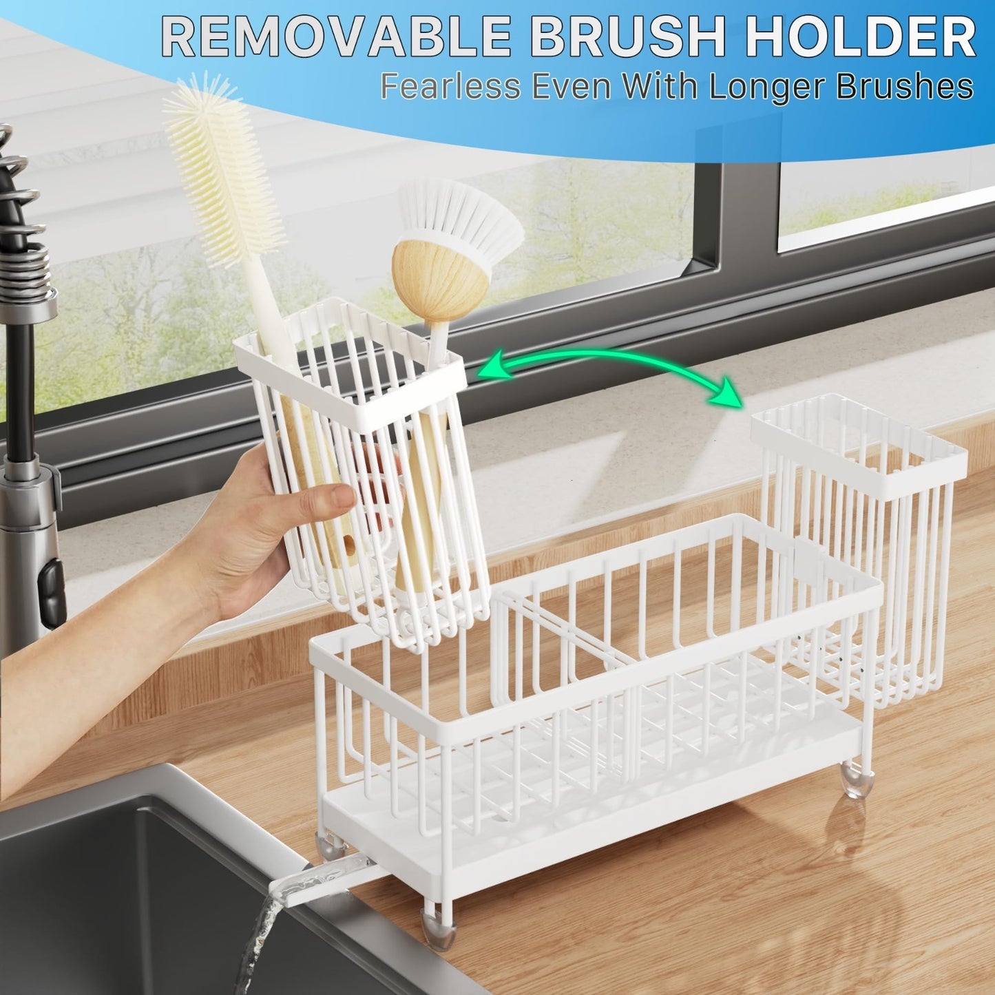 Kitchen Sink Sponge Holder Caddy Organizer, Rustproof Stainless Steel, Counterto3