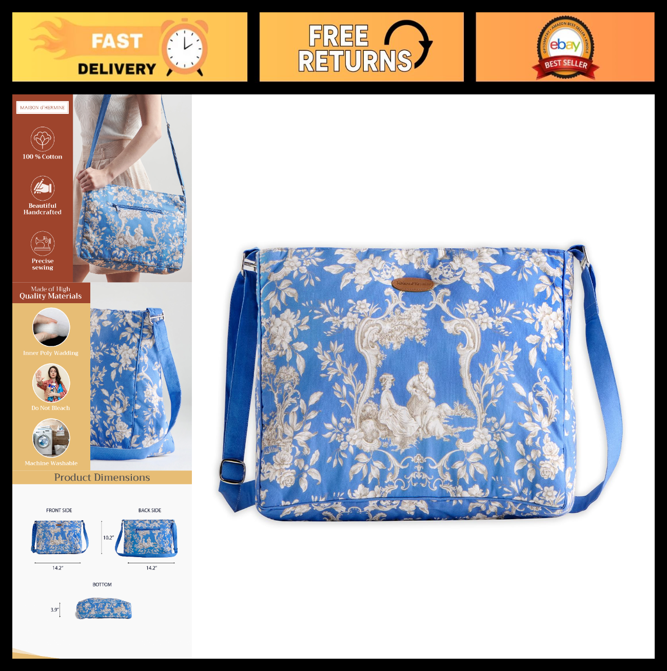 Stylish Cotton Shoulder Bag for Women | Versatile Handbag | Everyday Use0
