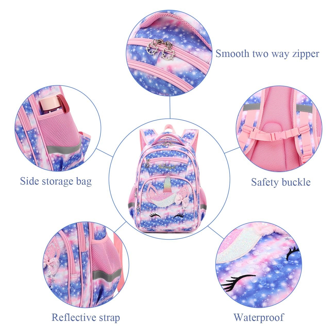 Lightweight Waterproof School Backpack for Kids   Large Capacity Unicorn Design5