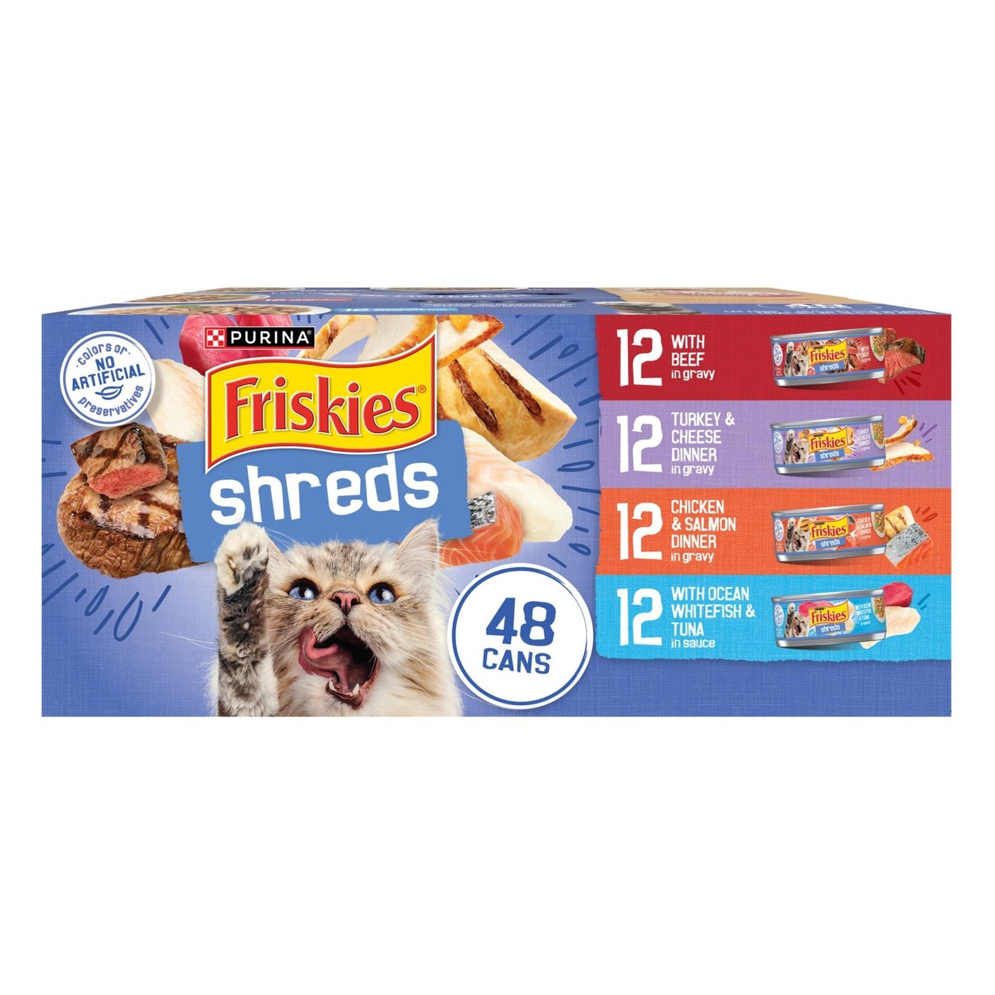 Variety Pack Wet Cat Food, Shreds, 48 Cans   Tasty & Nutritious Meals for Cats1