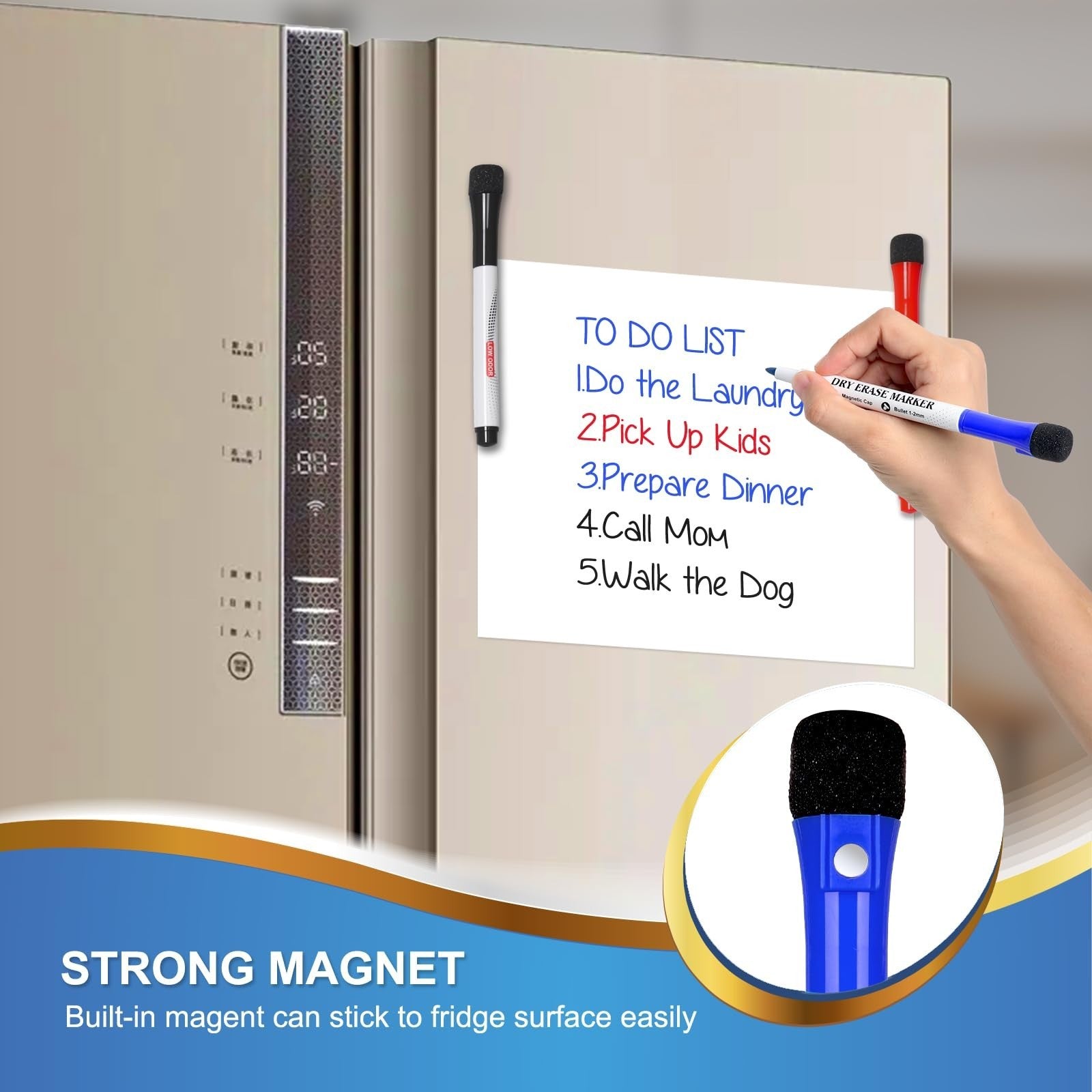 Magnetic Dry Erase Markers Set - 144 Fine Tip, Low Odor, Eraser Caps, Classroom3