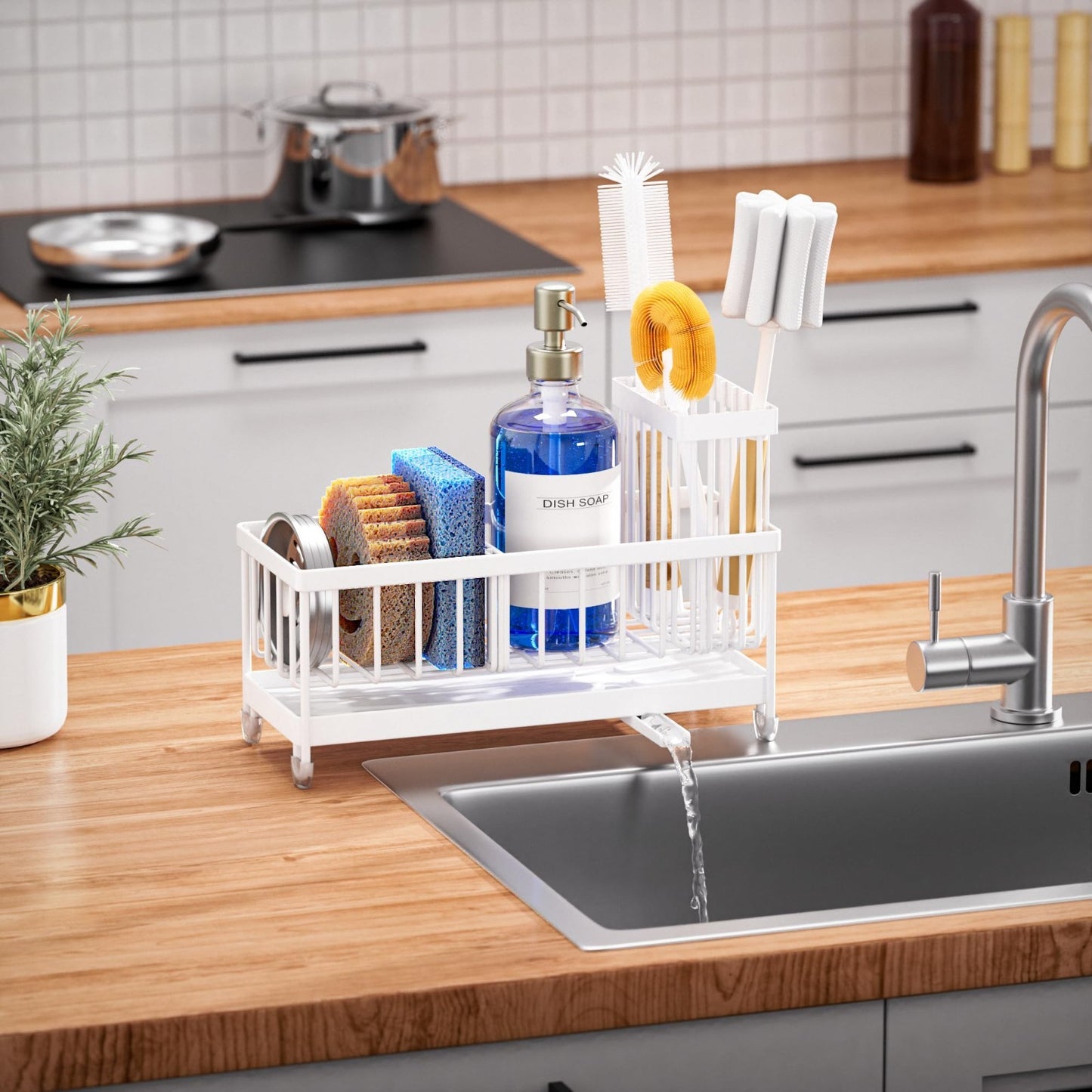 Kitchen Sink Sponge Holder Caddy Organizer, Rustproof Stainless Steel, Counterto6