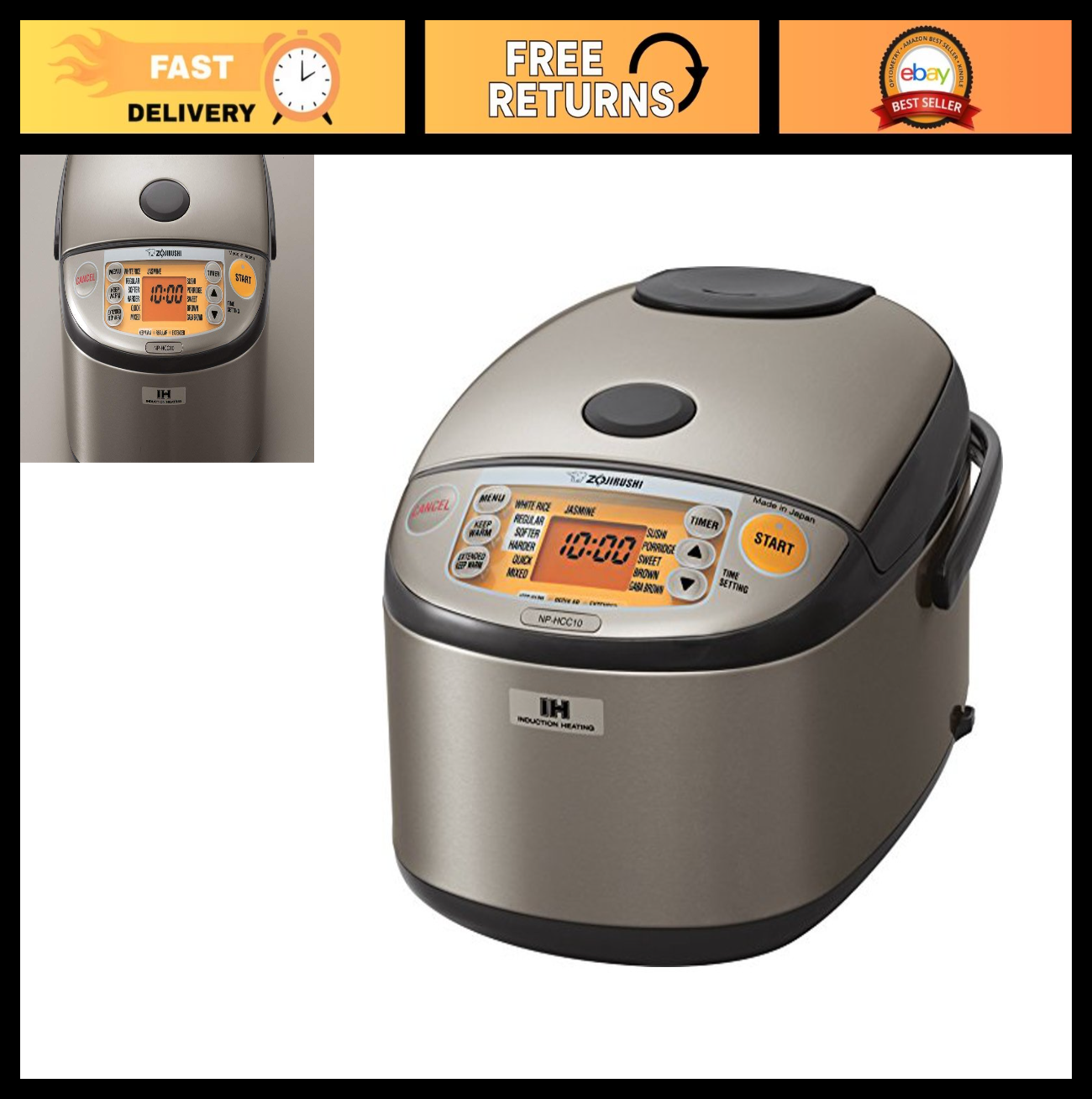 Induction Heating Rice Cooker & Warmer, 5.5-Cup, Stainless Steel, Dark Gray0