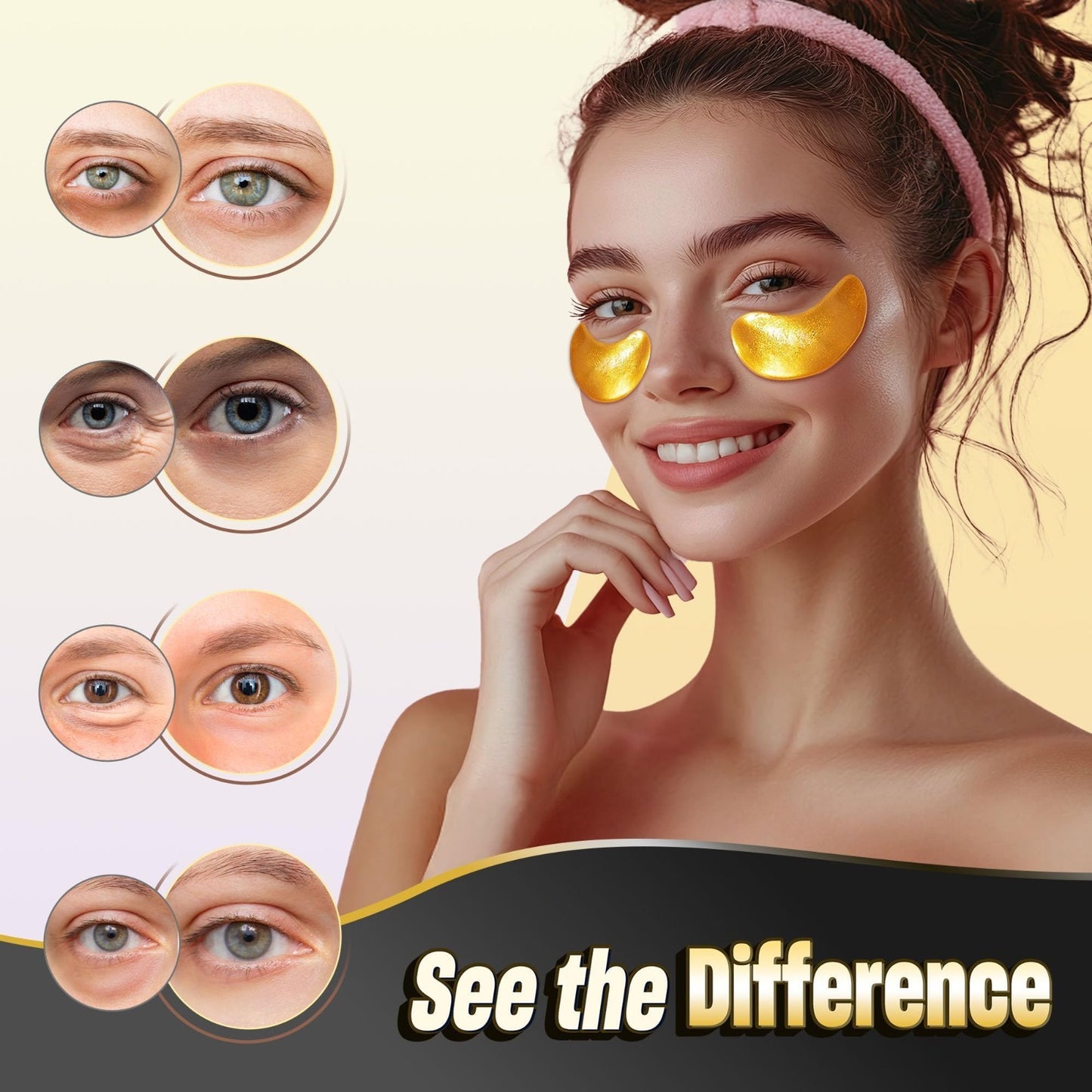 24K Gold Under Eye Patches   12 Pcs Hydrating Eye Masks for Dark Circles & Puffi3