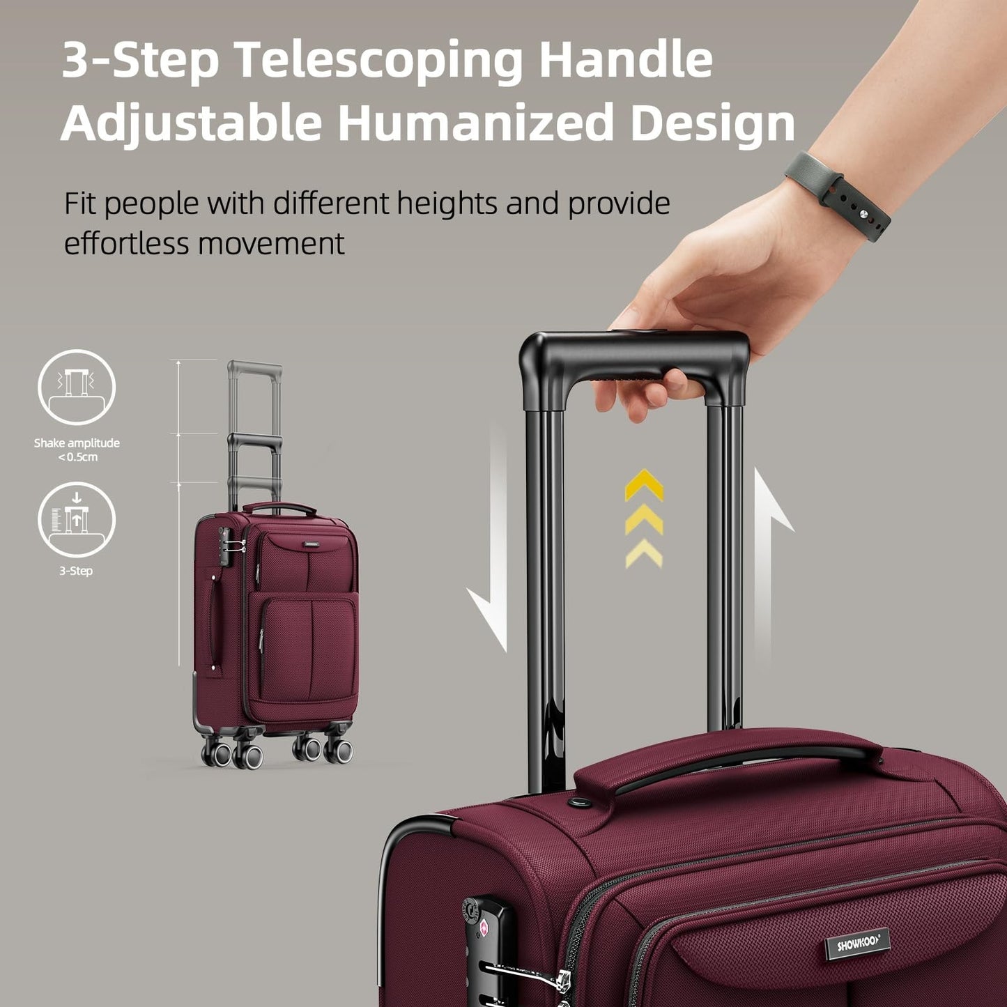 3 Piece Softside Luggage Set - Expandable, Lightweight, 360° Spinner Wheels, TSA4