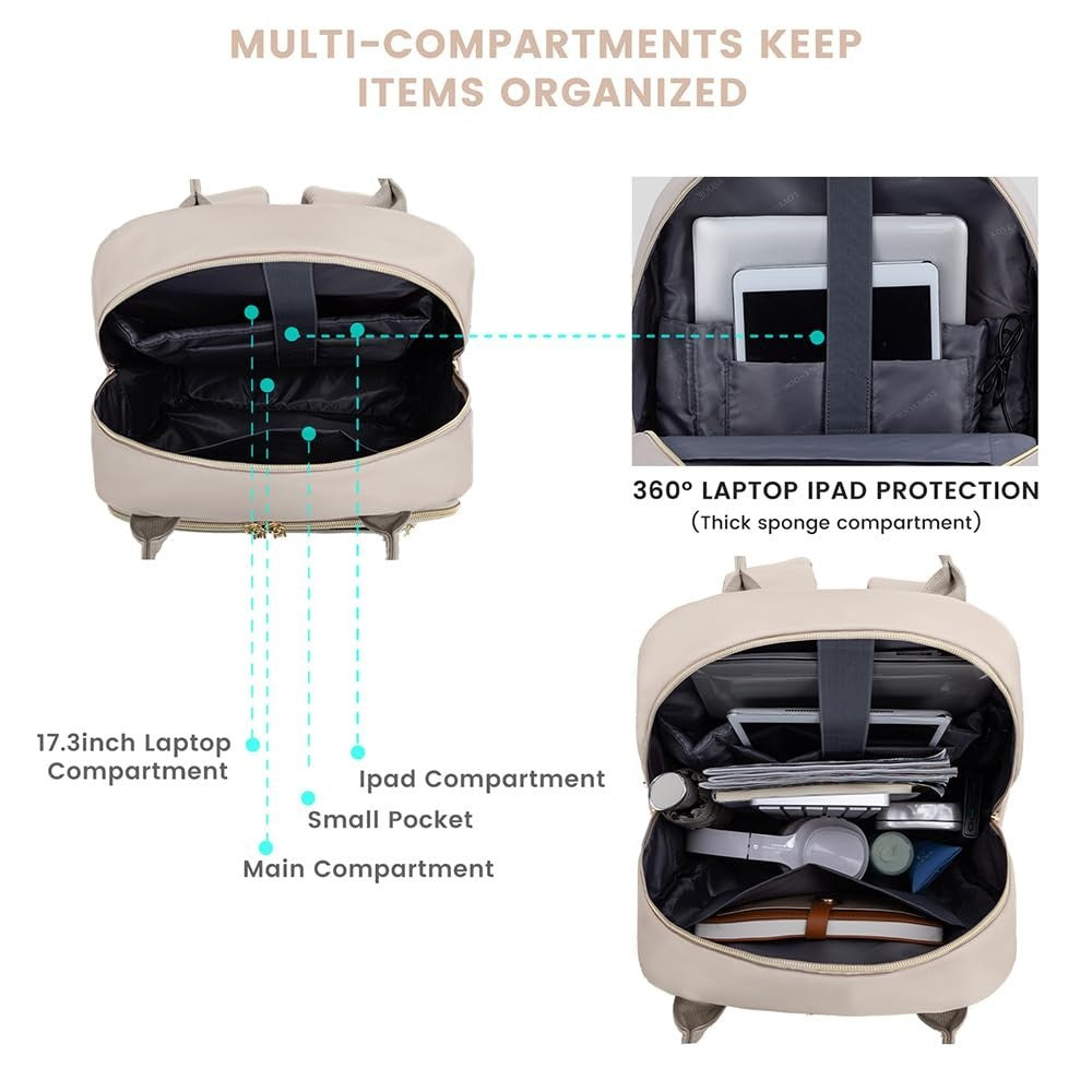 Stylish Water Resistant Laptop Backpack for Women, USB Charging, Travel Work Bag7