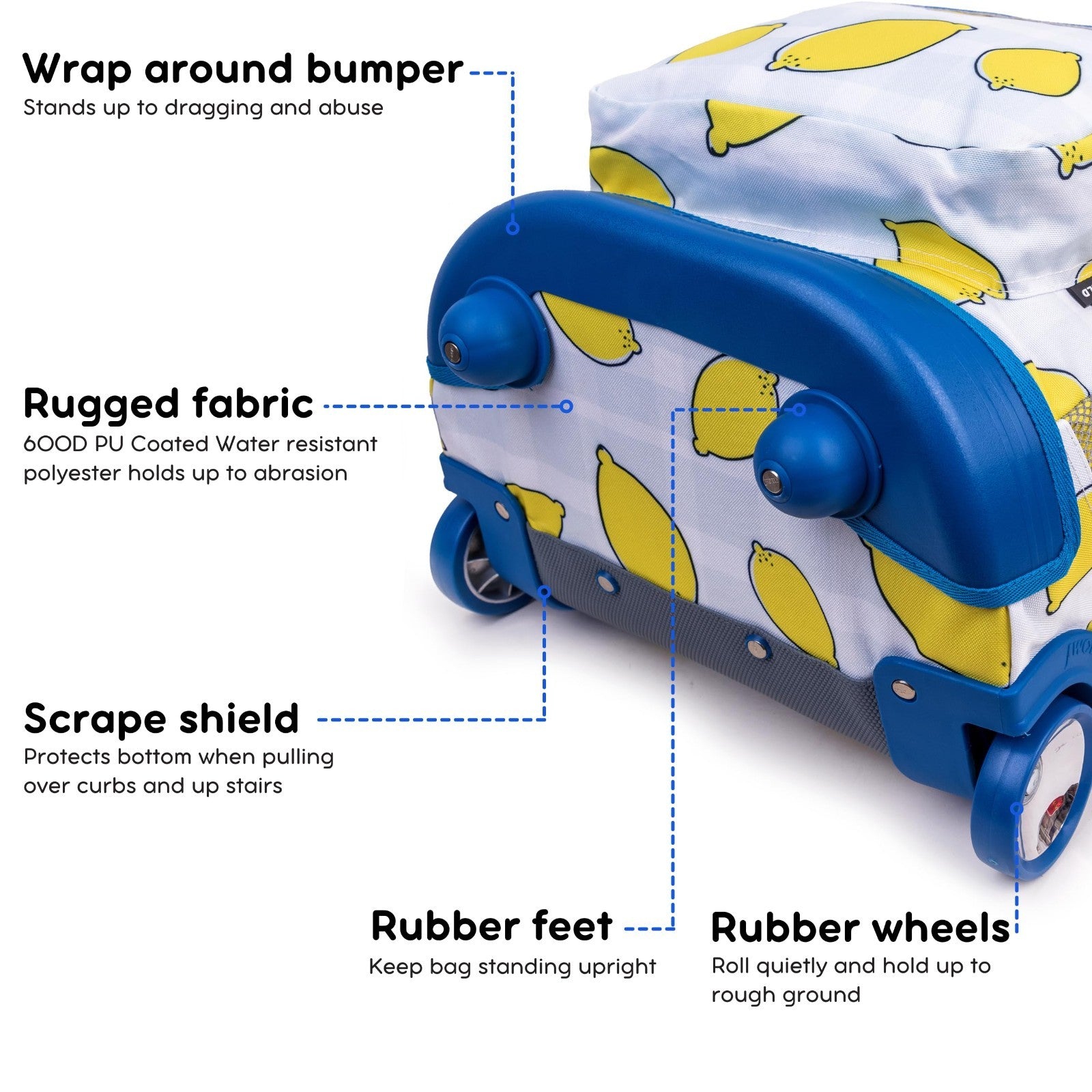 Kids Rolling Backpack with Wheels, 18" School Bookbag for Girls & Boys, Lemona3