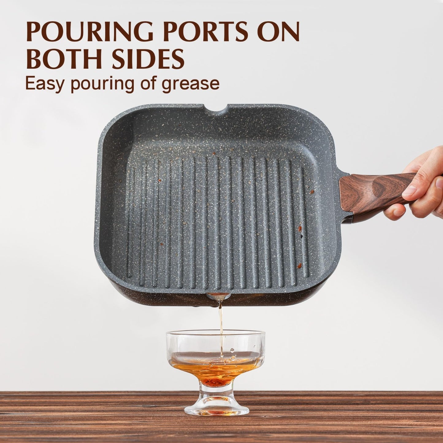 12-Inch Nonstick Grill Pan - Versatile Indoor/Outdoor Griddle with Pour Spouts6