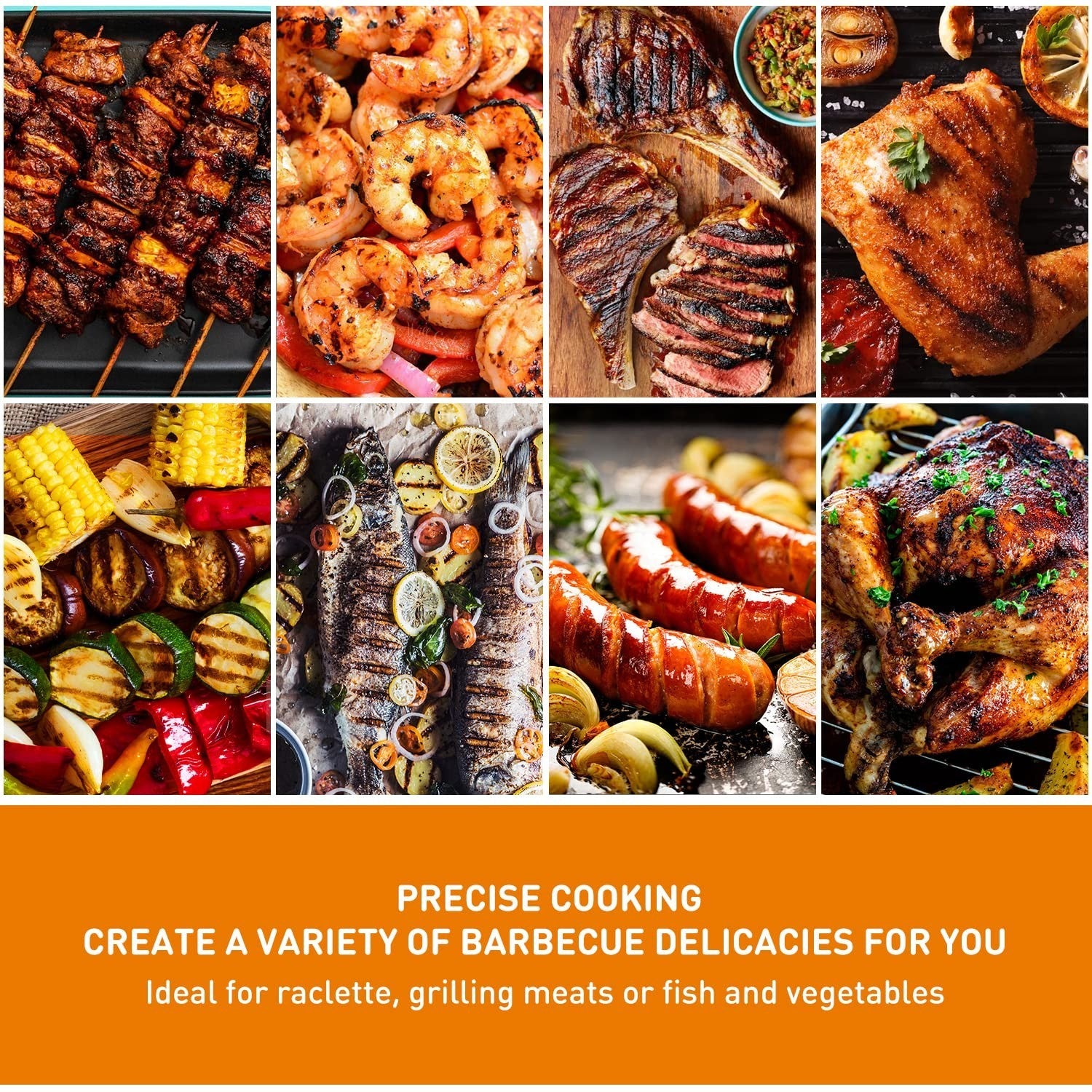 Portable Electric BBQ Grill 1600W for Outdoor Parties, Double Layer Design, 15-S6