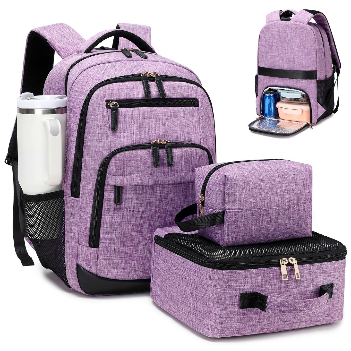 40L Travel Backpack for Men & Women, TSA Approved Carry-On, Fits 17" Laptop, Pur0