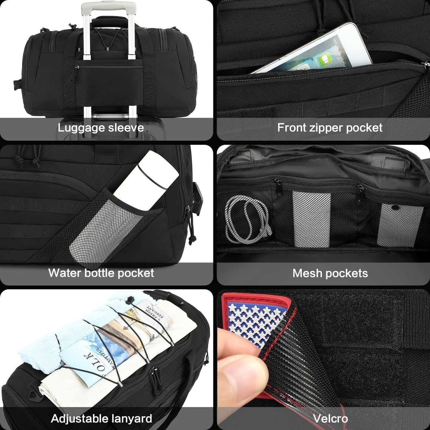 Multi Functional 45L Tactical Gym Duffle Bag Backpack with Shoe Compartment & We4