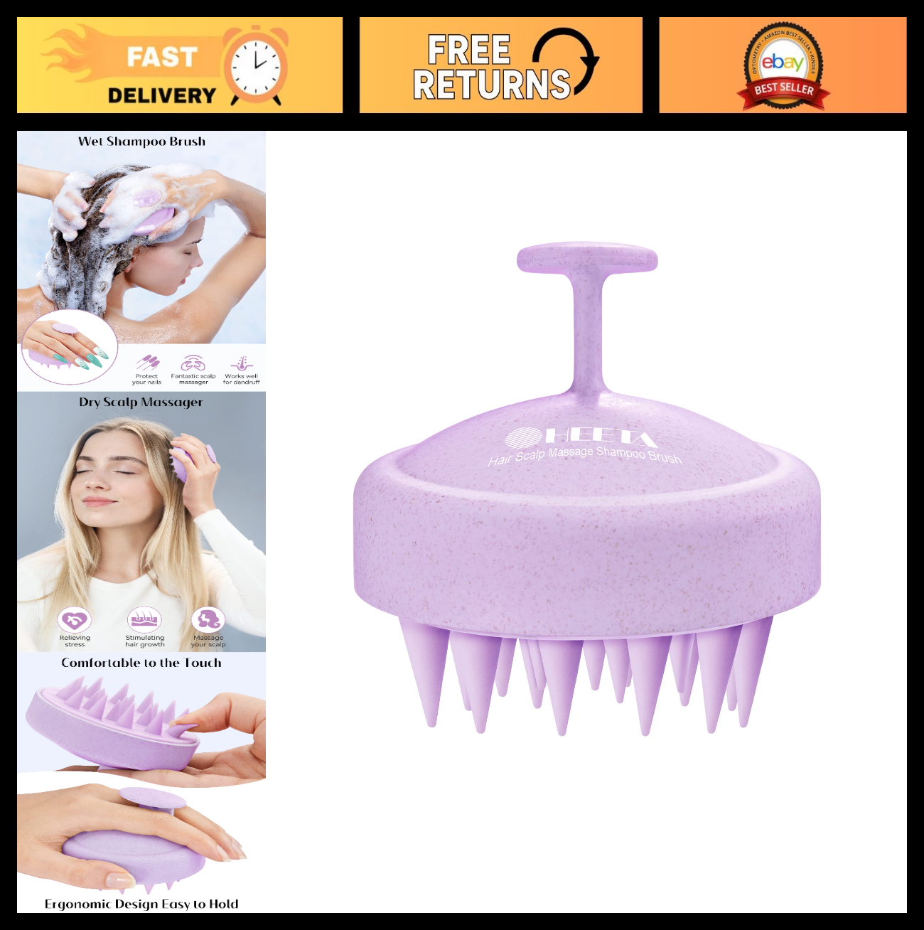 Soft Silicone Scalp Massager Brush for Hair Growth, Dandruff Removal & Stress Re0