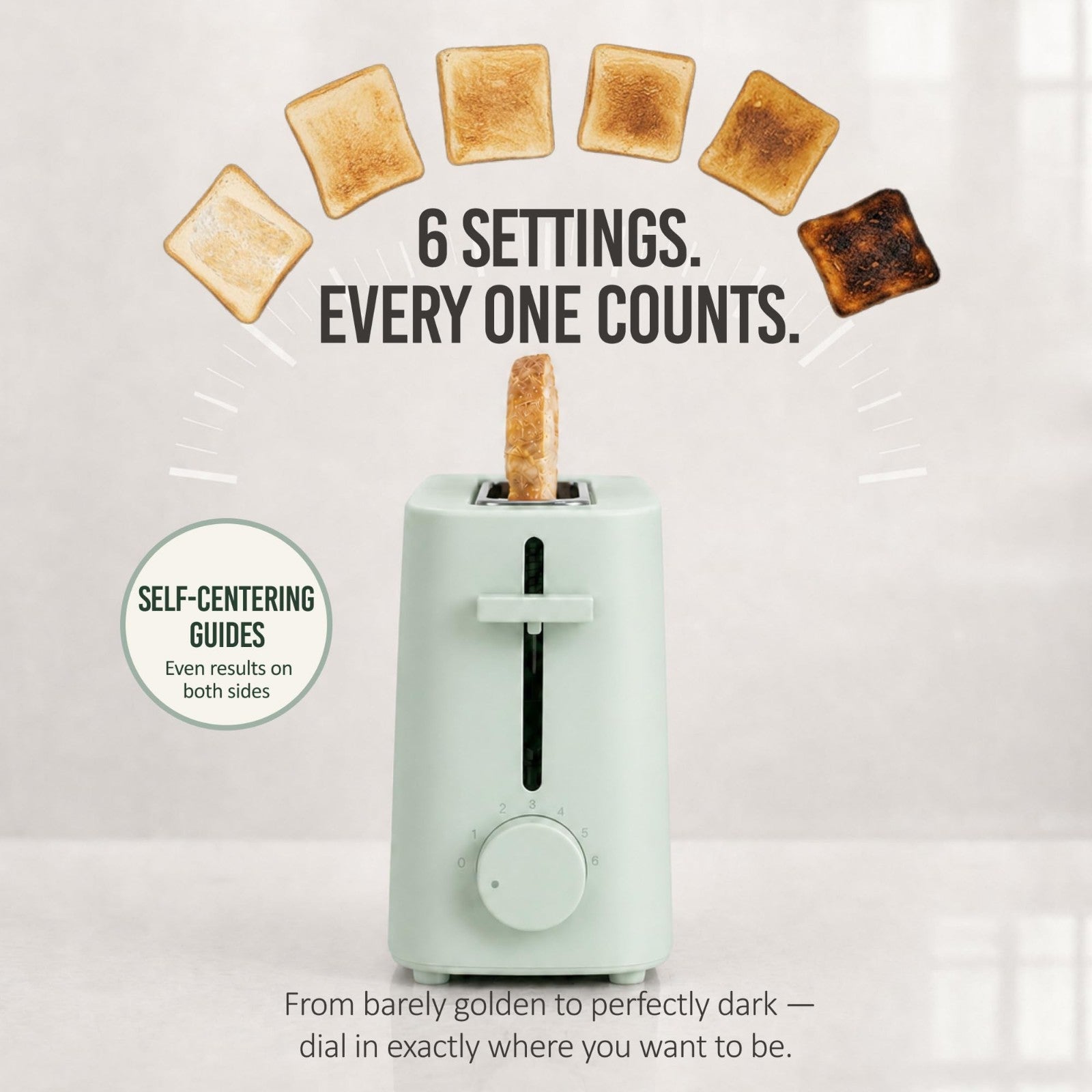 Slim 2 Slice Toaster with Wide Slot, Adjustable Browning, Drop down Crumb Tray,4