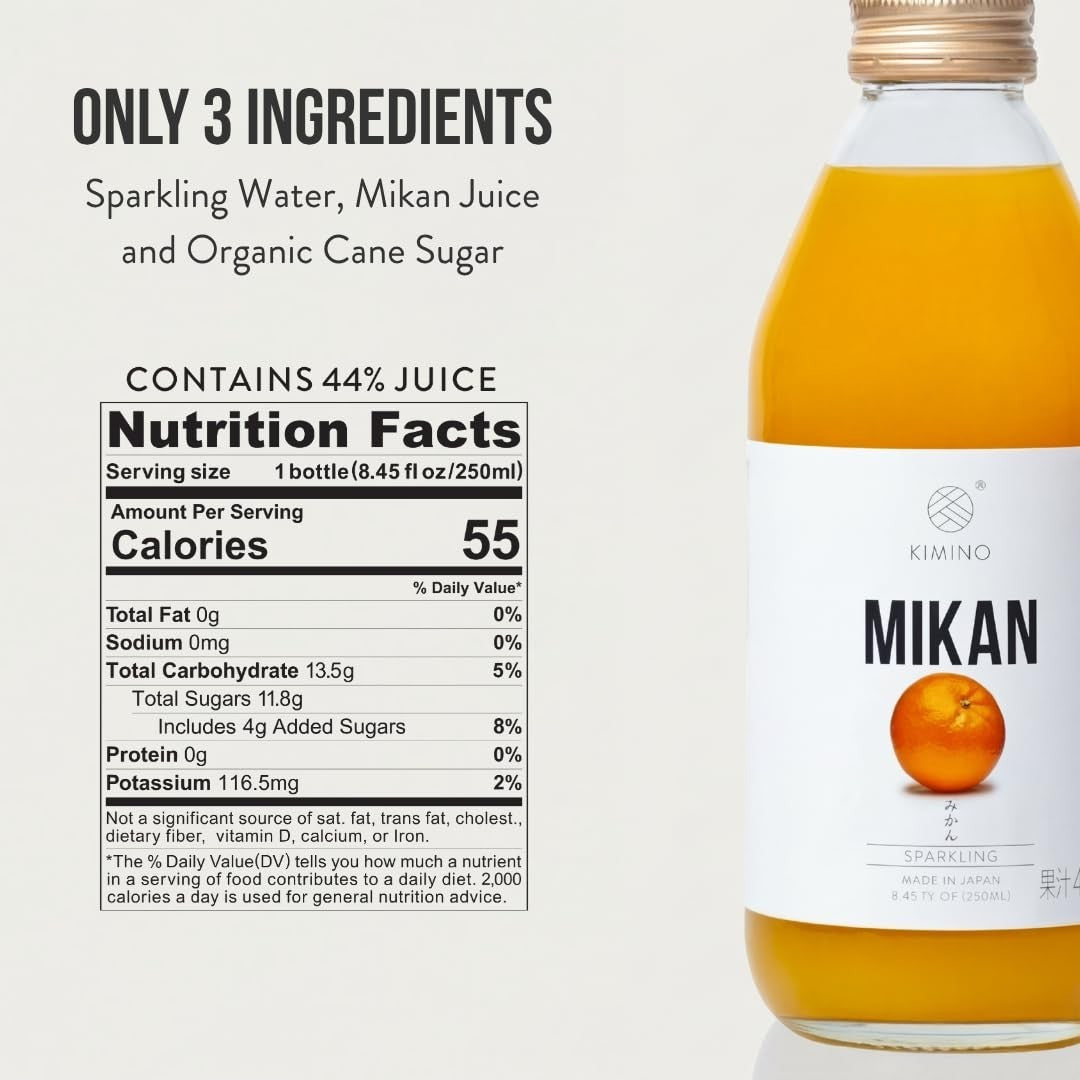 Sparkling Mandarin Orange Juice - 12 Pack, 8.45 Fl Oz, Organic Citrus Drink, Low2