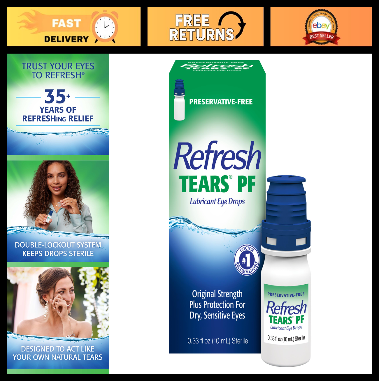 Preservative-Free Artificial Tears Eye Drops, Lubricating Relief, 0.33 fl oz0