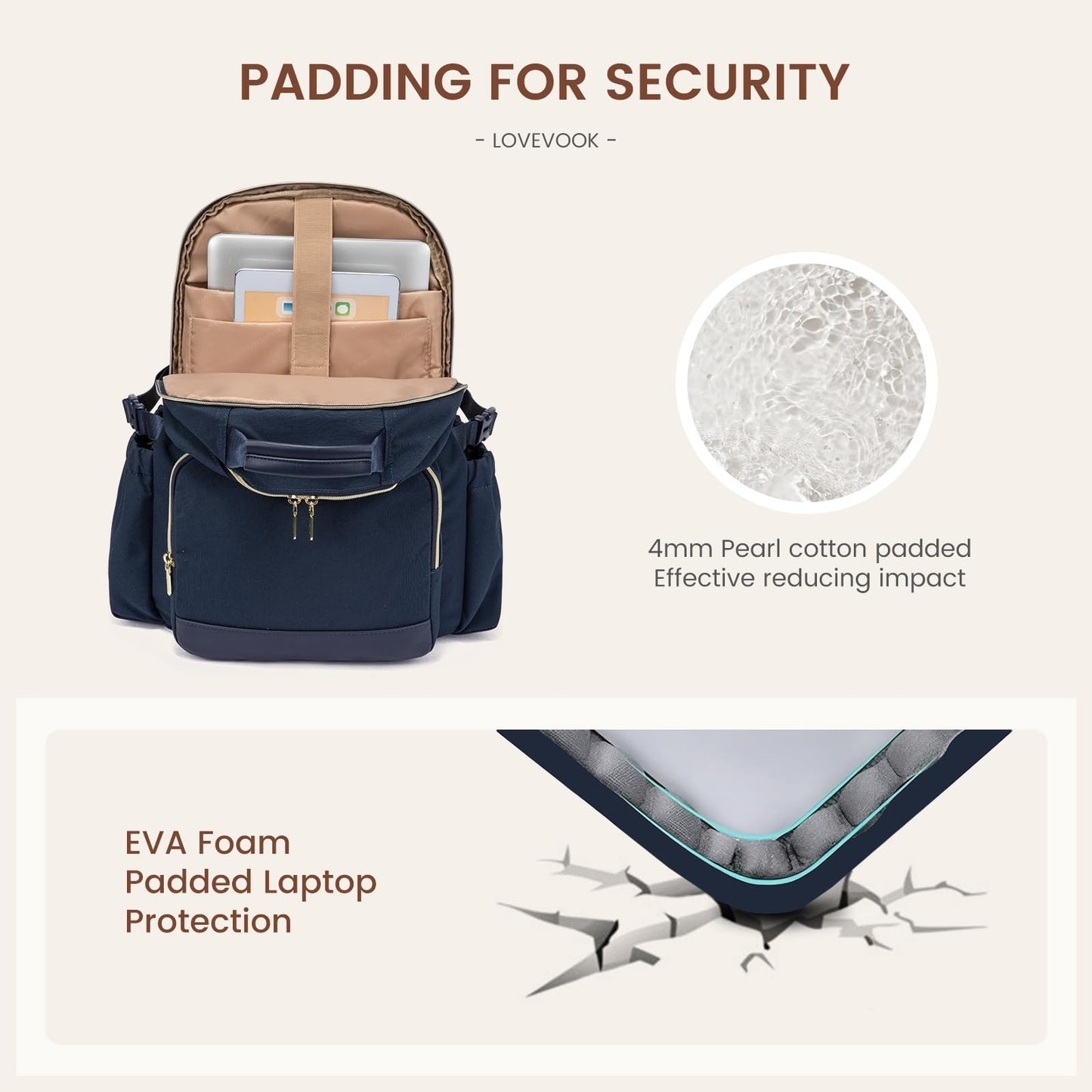 Stylish Waterproof Laptop Backpack for Women, 15.6" Large Capacity Travel Bag, P3