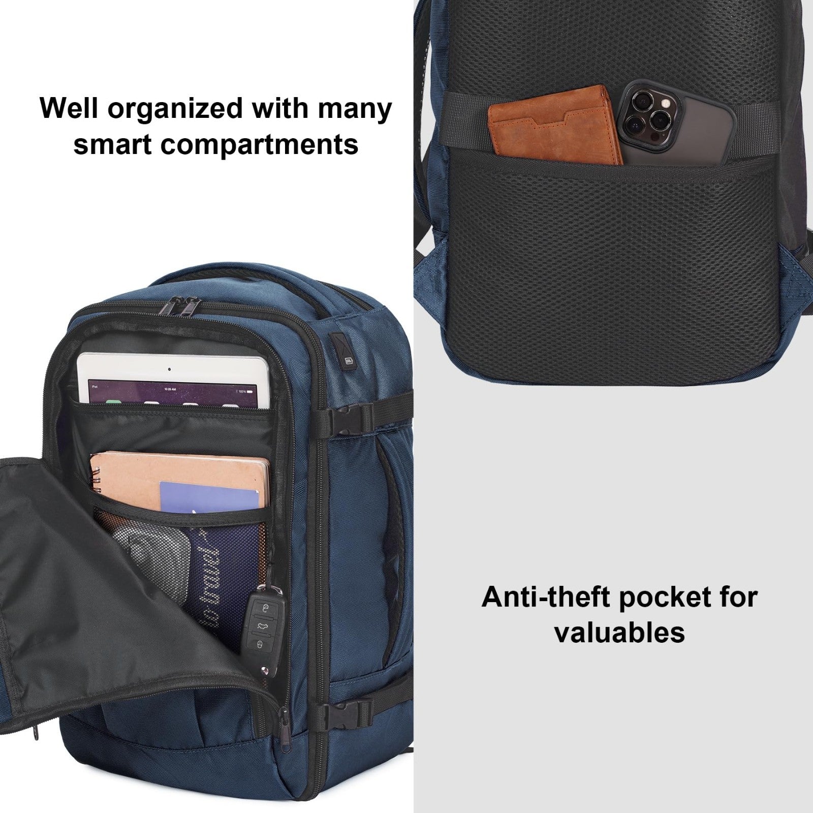 Large Waterproof Travel Backpack with Charging Port   Airline Approved Carry On4