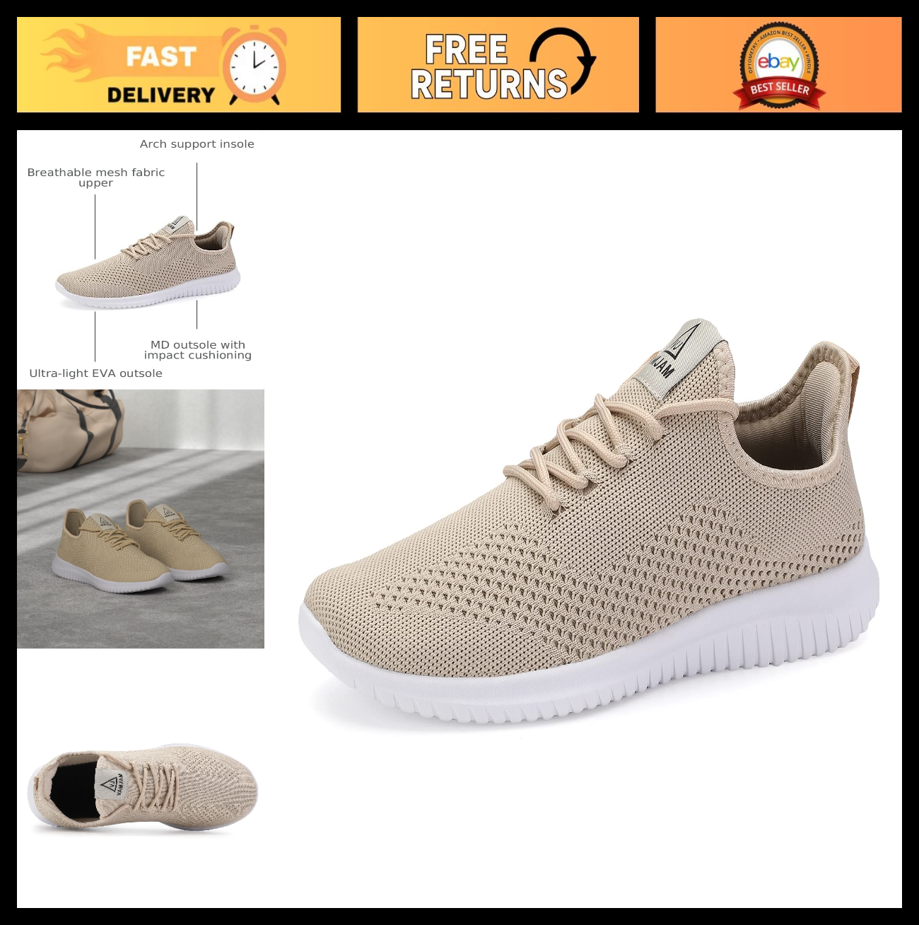 Lightweight Breathable Men's Running Shoes - Non-Slip Athletic Sneakers for Walk0