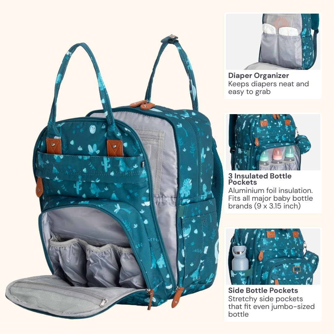 Multi Function Water Resistant Diaper Bag Backpack   Baby Travel Tote, Changing3