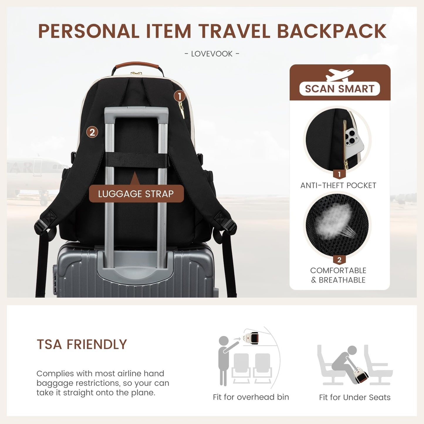Stylish Leopard Print Laptop Backpack for Women, 15.6" Waterproof Travel Bag, La5