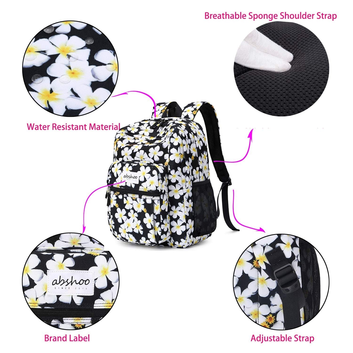 Floral Women's Backpack for College   Water Resistant Bookbag, Stylish & Durable3