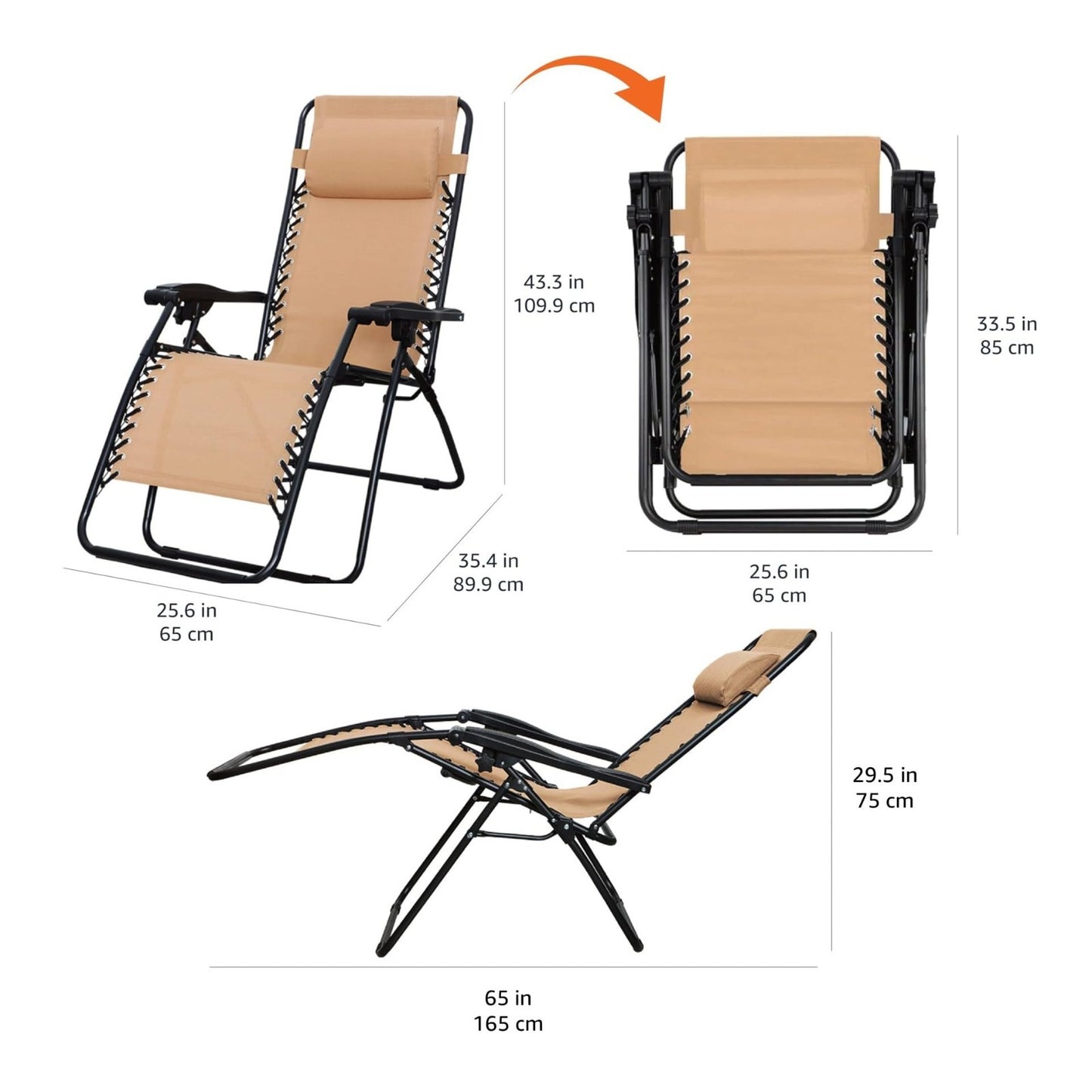 Zero Gravity Lounge Chair with Pillow   Foldable Outdoor Recliner, Weather Resis1