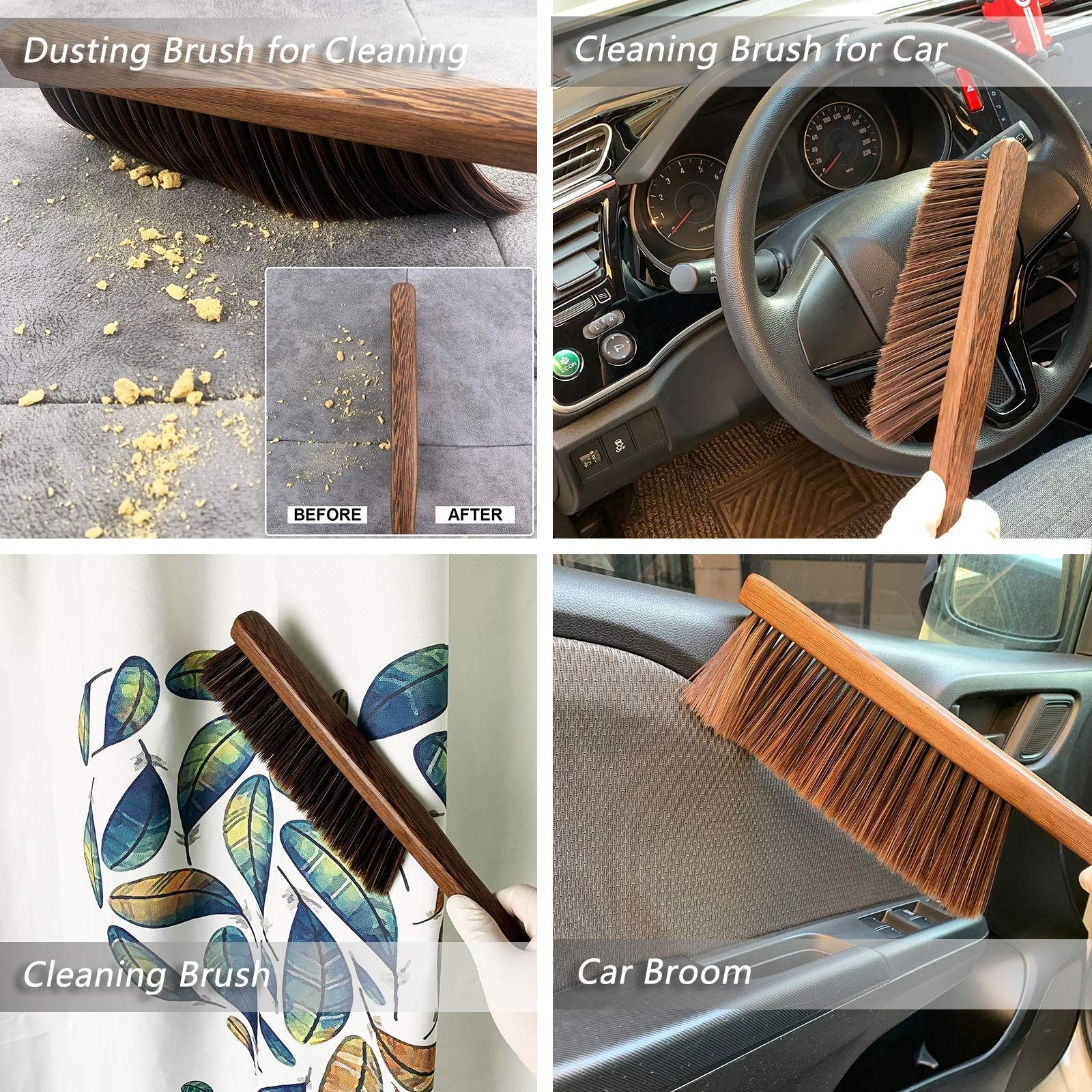 Soft Bristle Hand Broom Cleaning Brush - Dusting Tool for Car, Couch, Furniture,4