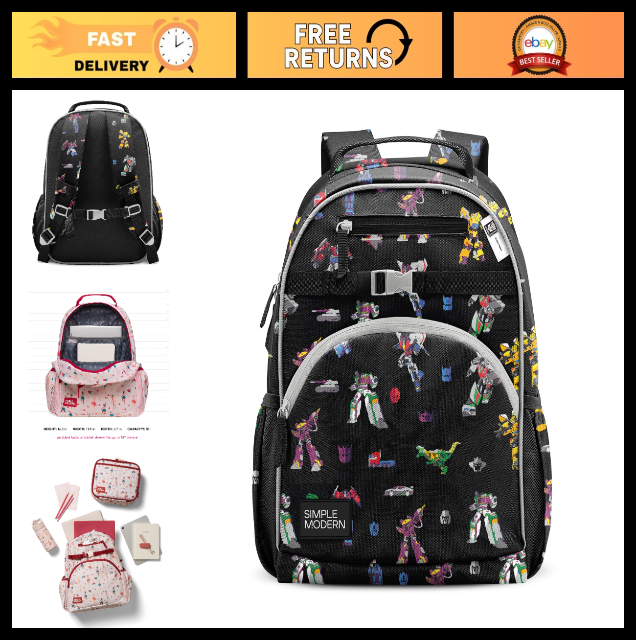 Transformers Kids Backpack 18L for School | Boys & Girls Durable, Stylish Design0
