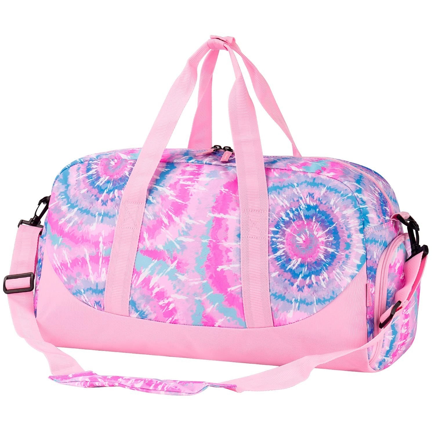 Girls Tie Dye Duffle Bag for Kids, Large Overnight Travel Bag with Shoe Compartm1
