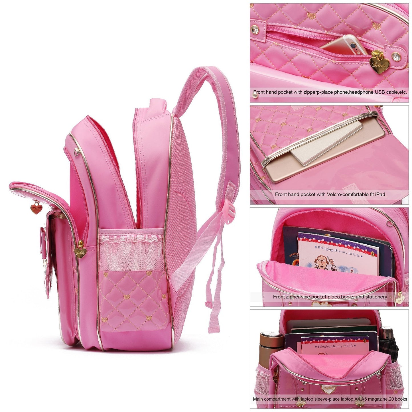 Cute Waterproof Backpack for Girls   Large Toddler School Bag & Travel Daypack4