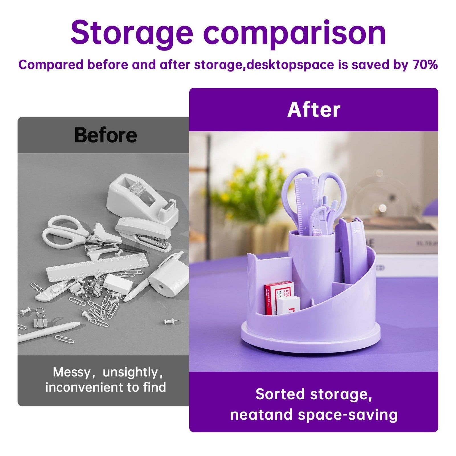 Purple Desk Accessory Organizer Kit   Deli Office Supplies Set for Home & Work6