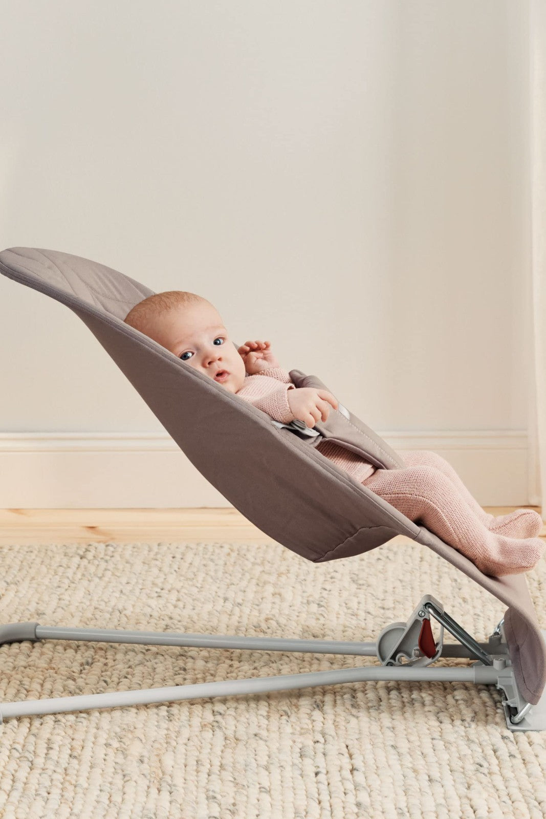 Cozy Baby Bouncer Bliss - Soft Cotton Petal Quilt, Sand Gray, Infant Seat3