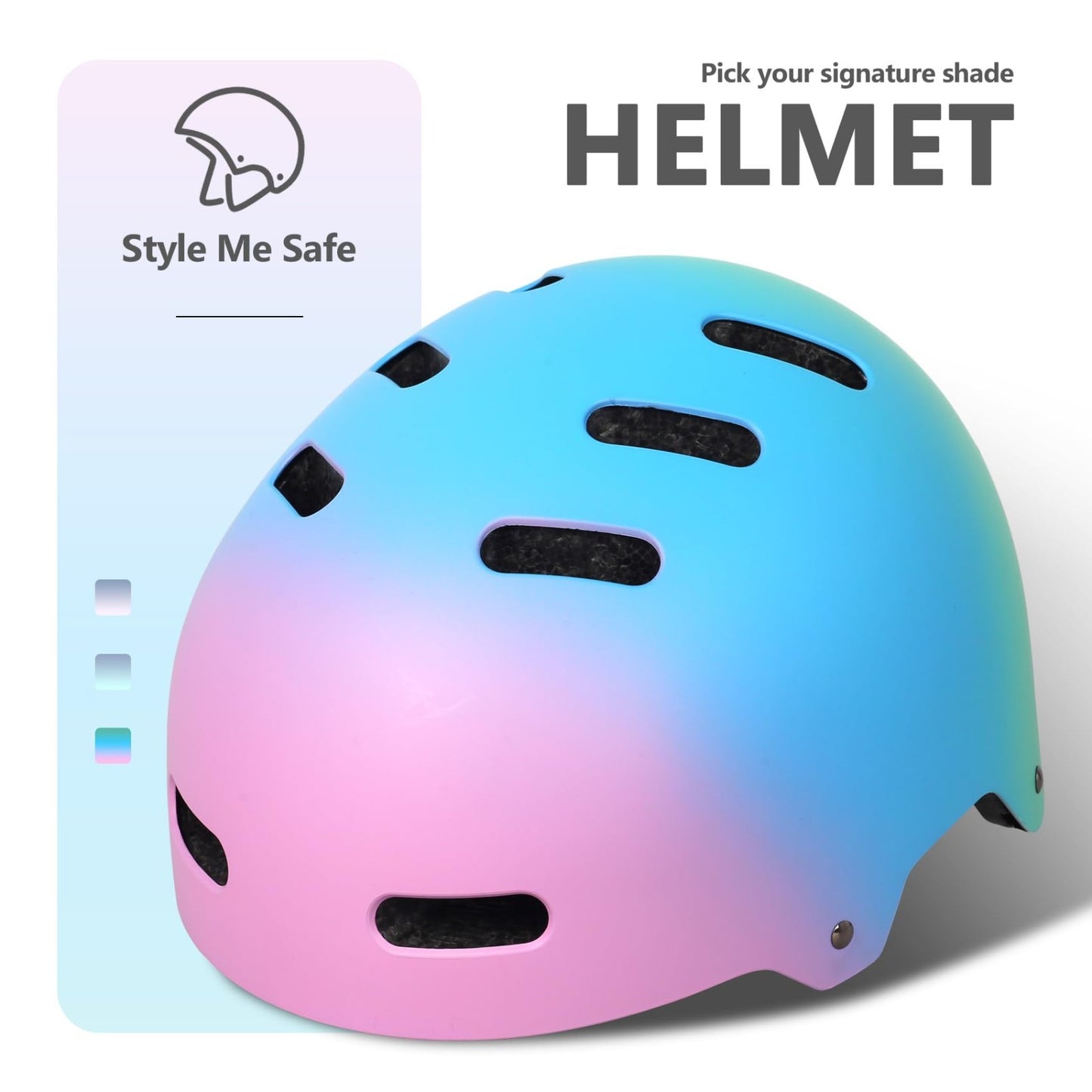 Multi-Sport Helmet for Skateboard, Bike, Scooter - Adjustable, Lightweight, Vent3