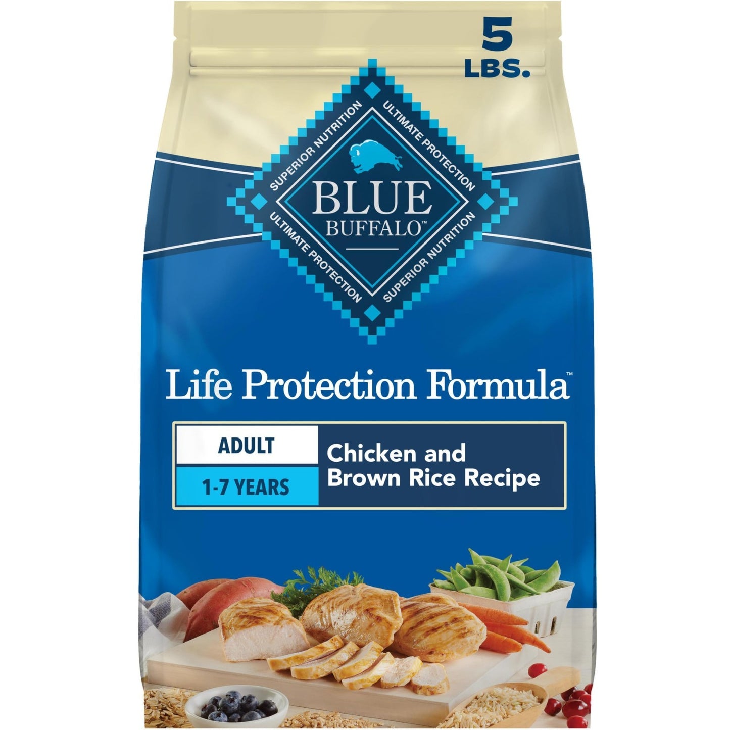 Premium Chicken Adult Dry Dog Food, 5 lb   Life Protection Formula, Healthy Nutr0
