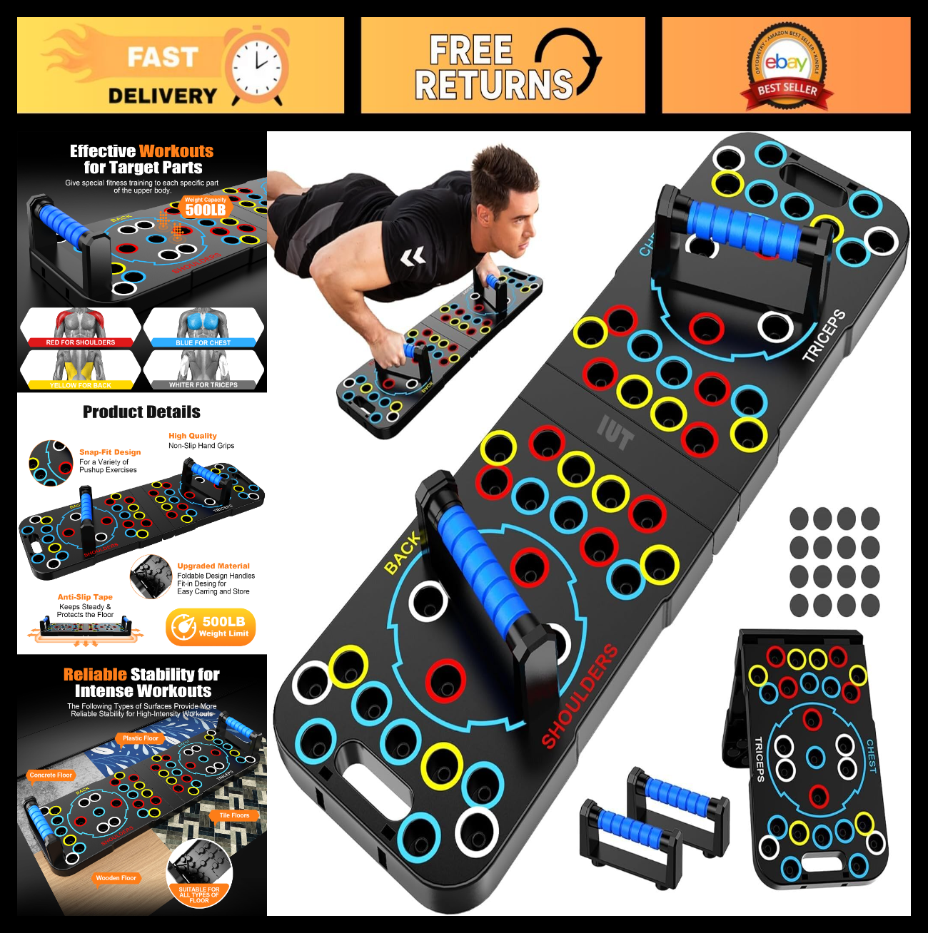 15 in 1 Multi Functional Push Up Board   Home Workout Equipment for Chest & Musc0
