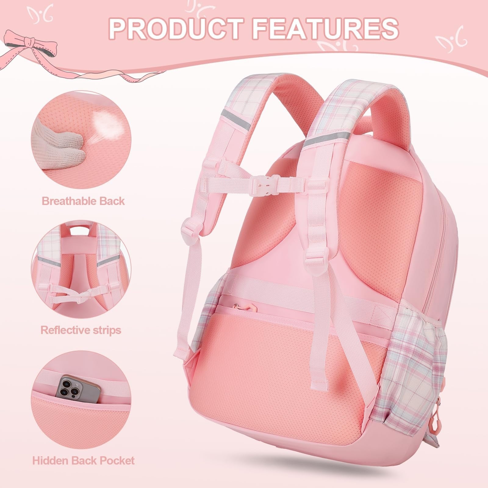 Cute Girls Backpack Set with Lunch Bag & Pencil Case   Stylish School Bag for Ki4