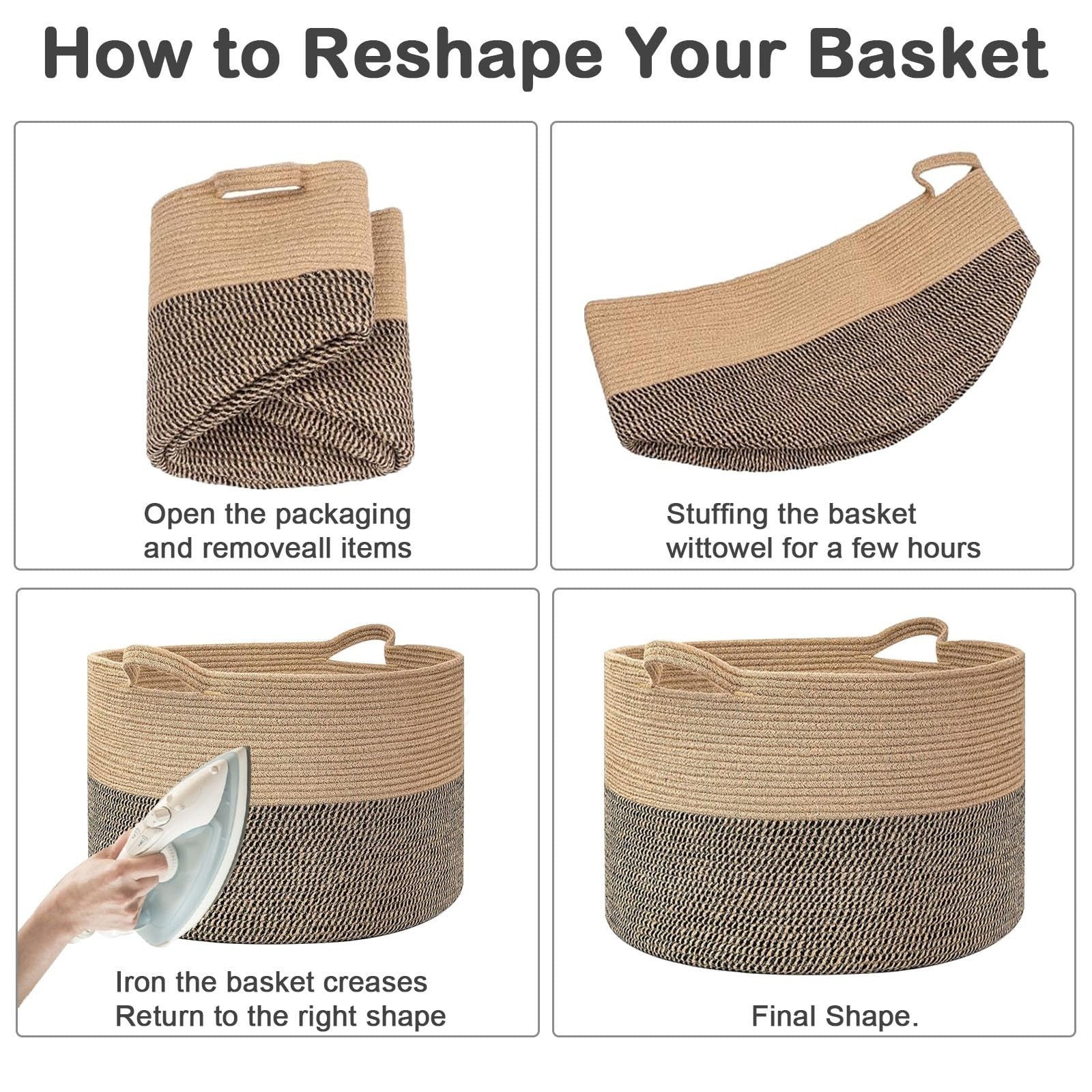 Extra Large Woven Laundry Basket - 115L Collapsible Storage Bin for Clothes, Toy8