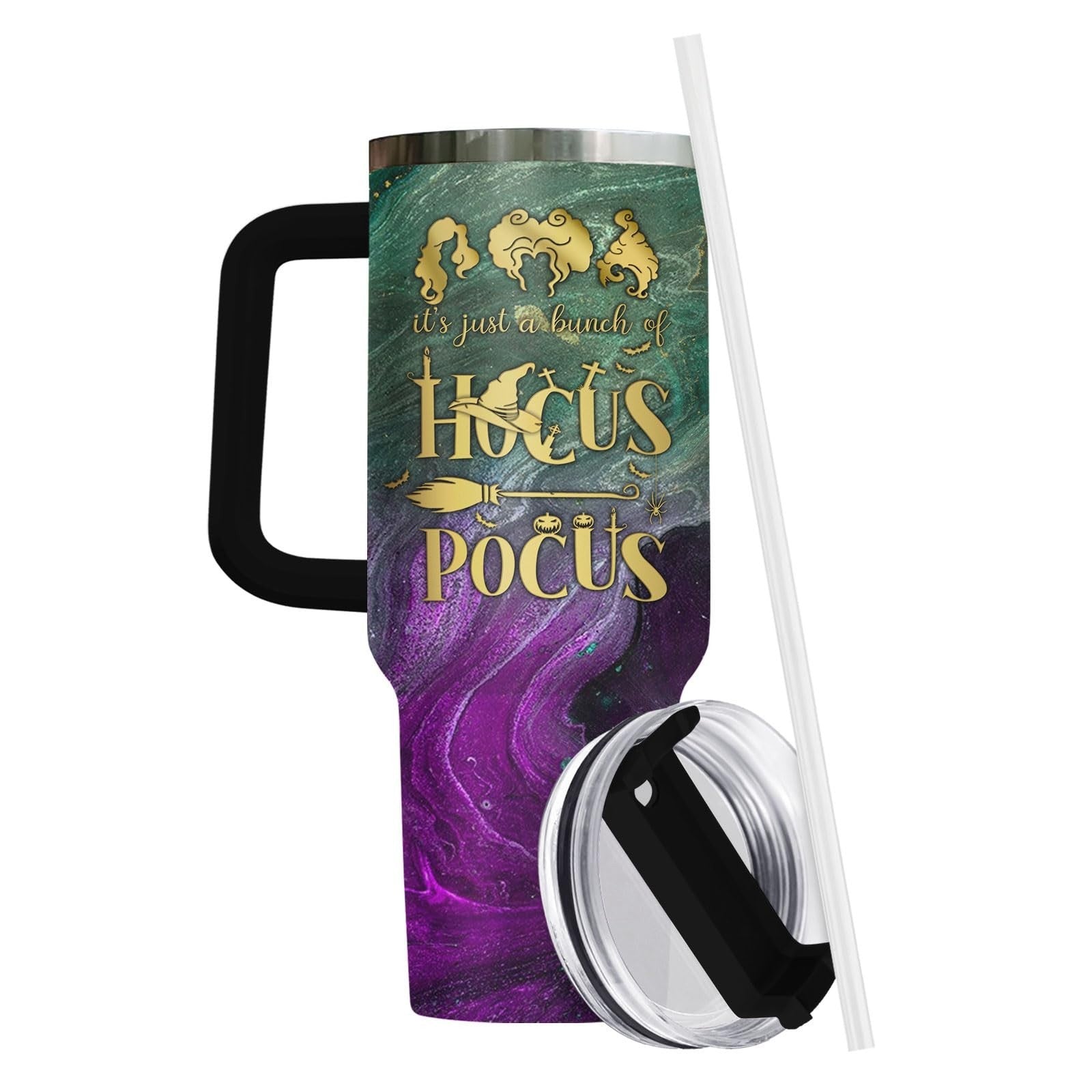 40oz Insulated Tumbler with Handle & Straw   Engraved Stainless Steel Coffee Cup4