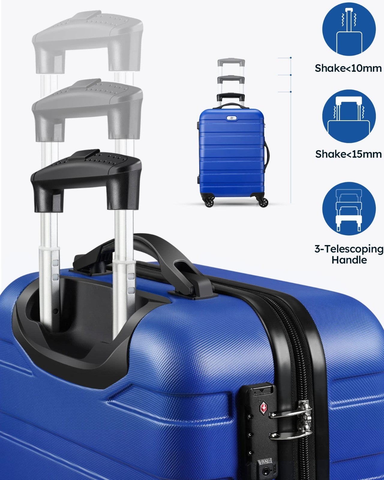 3 Piece Hard Shell Luggage Set with Spinner Wheels & TSA Lock - 20/24/28" Travel5