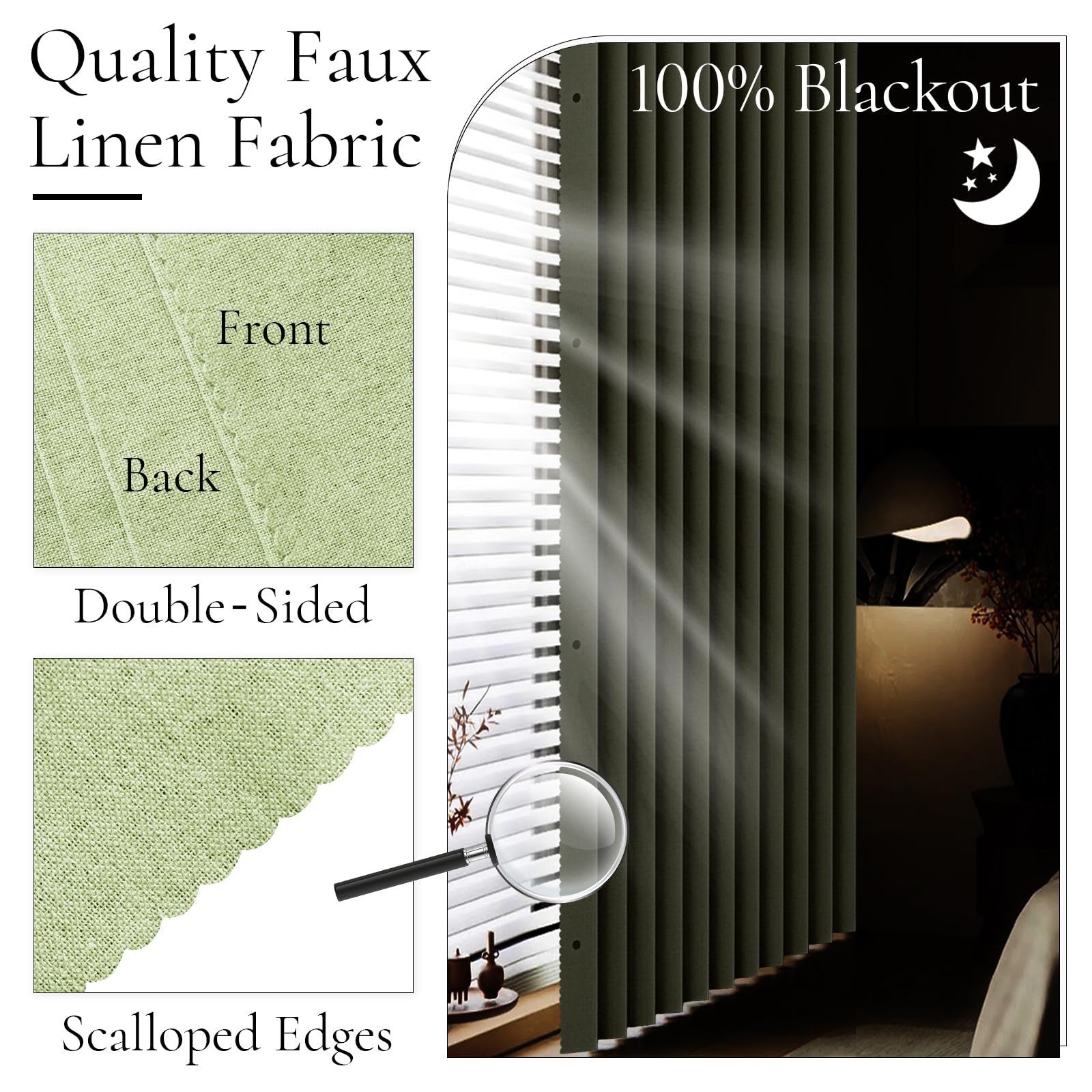 100% Blackout Magnetic Door Curtain for Closet, Kitchen, Laundry, 1 Panel, W45 x3