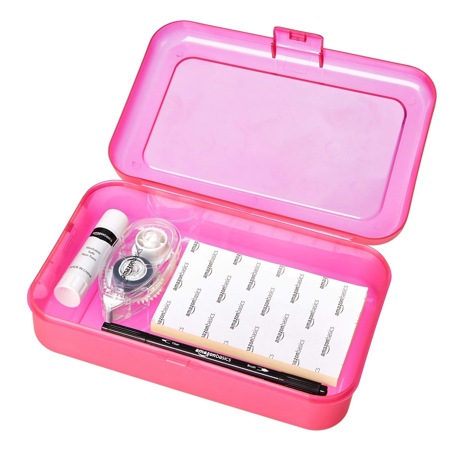 Large Pencil Case Storage Organizer   Durable Plastic School Supply Box, Multi C6