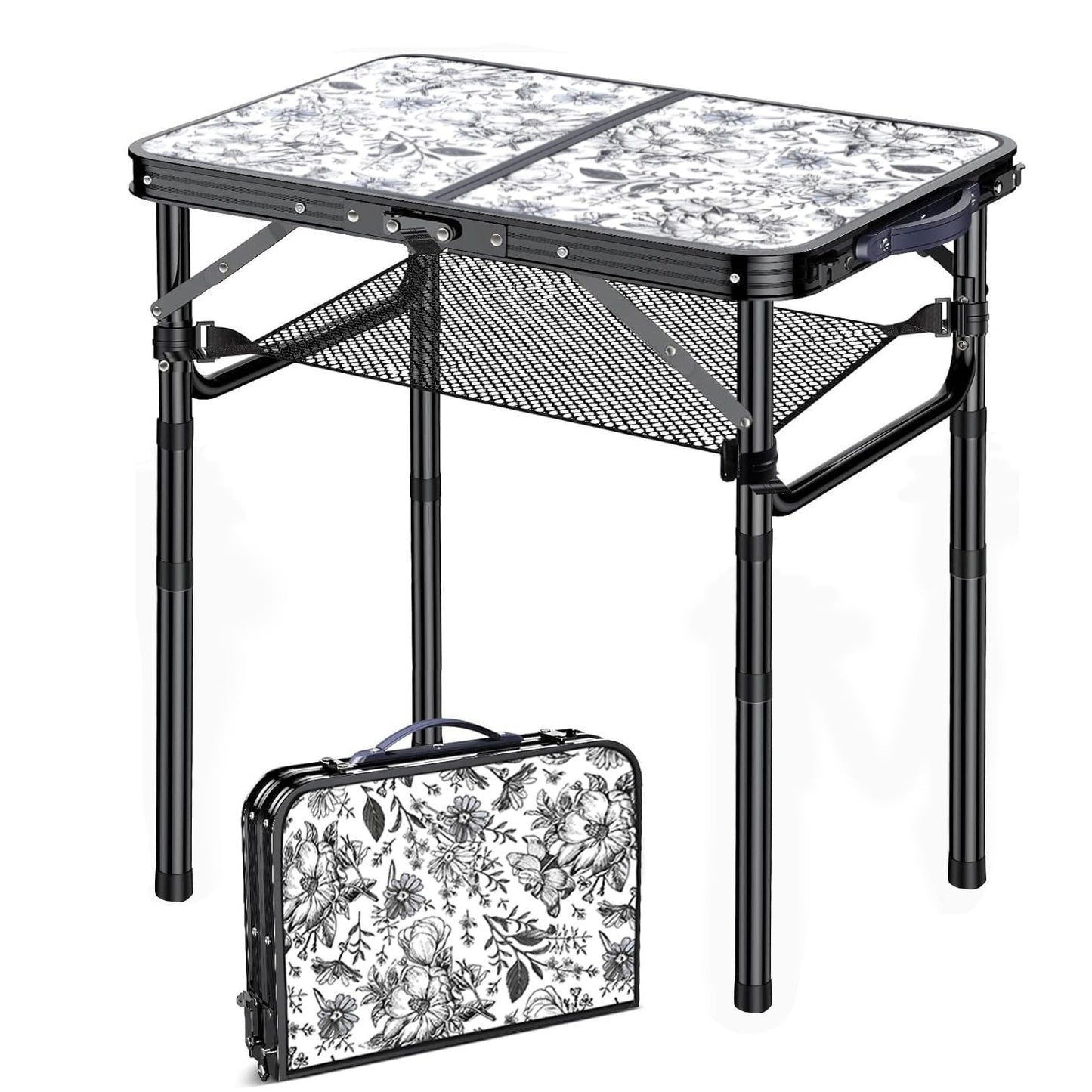 Portable Adjustable Height Outdoor Folding Side Table - Aluminum Patio End Table1