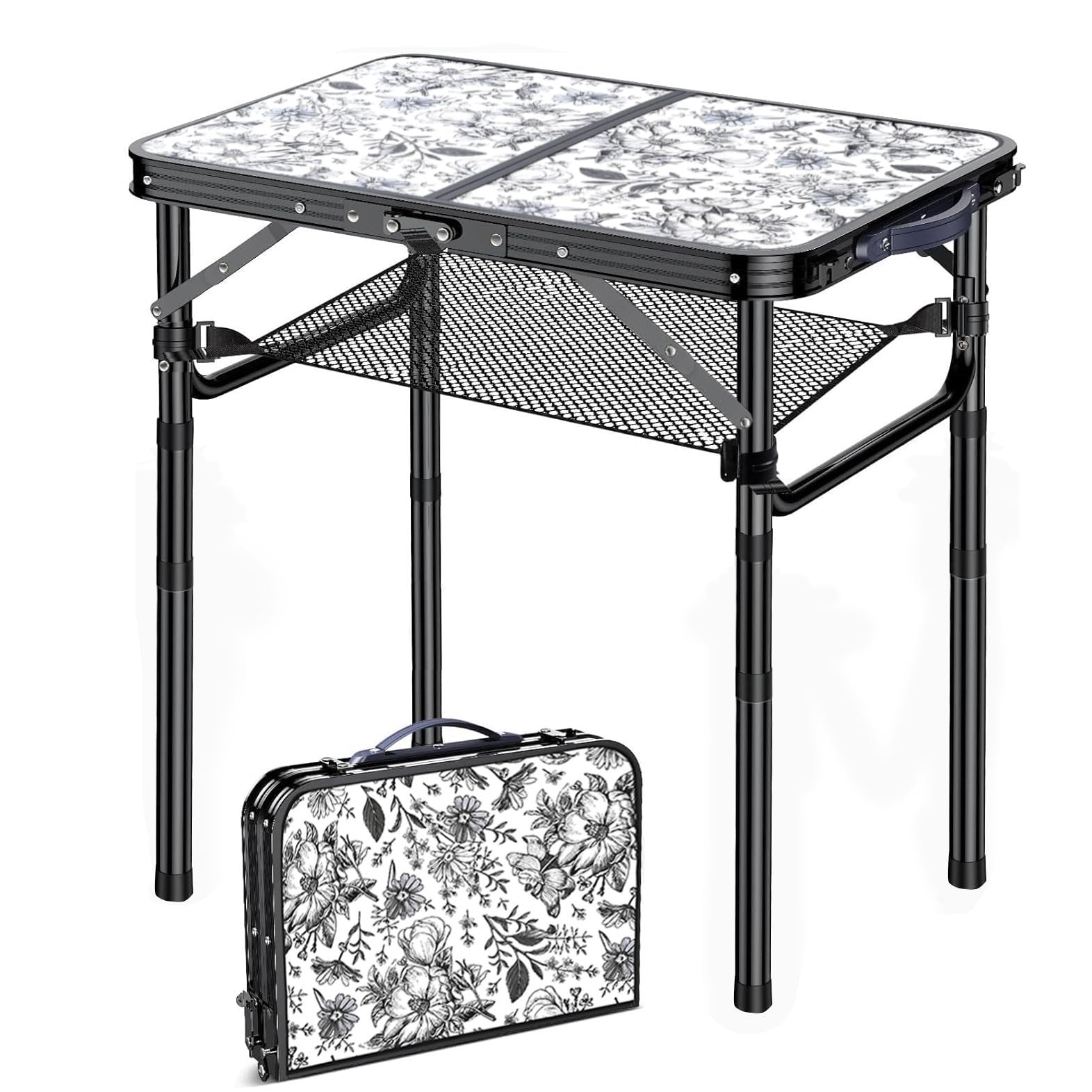 Portable Adjustable Height Outdoor Folding Side Table - Aluminum Patio End Table1