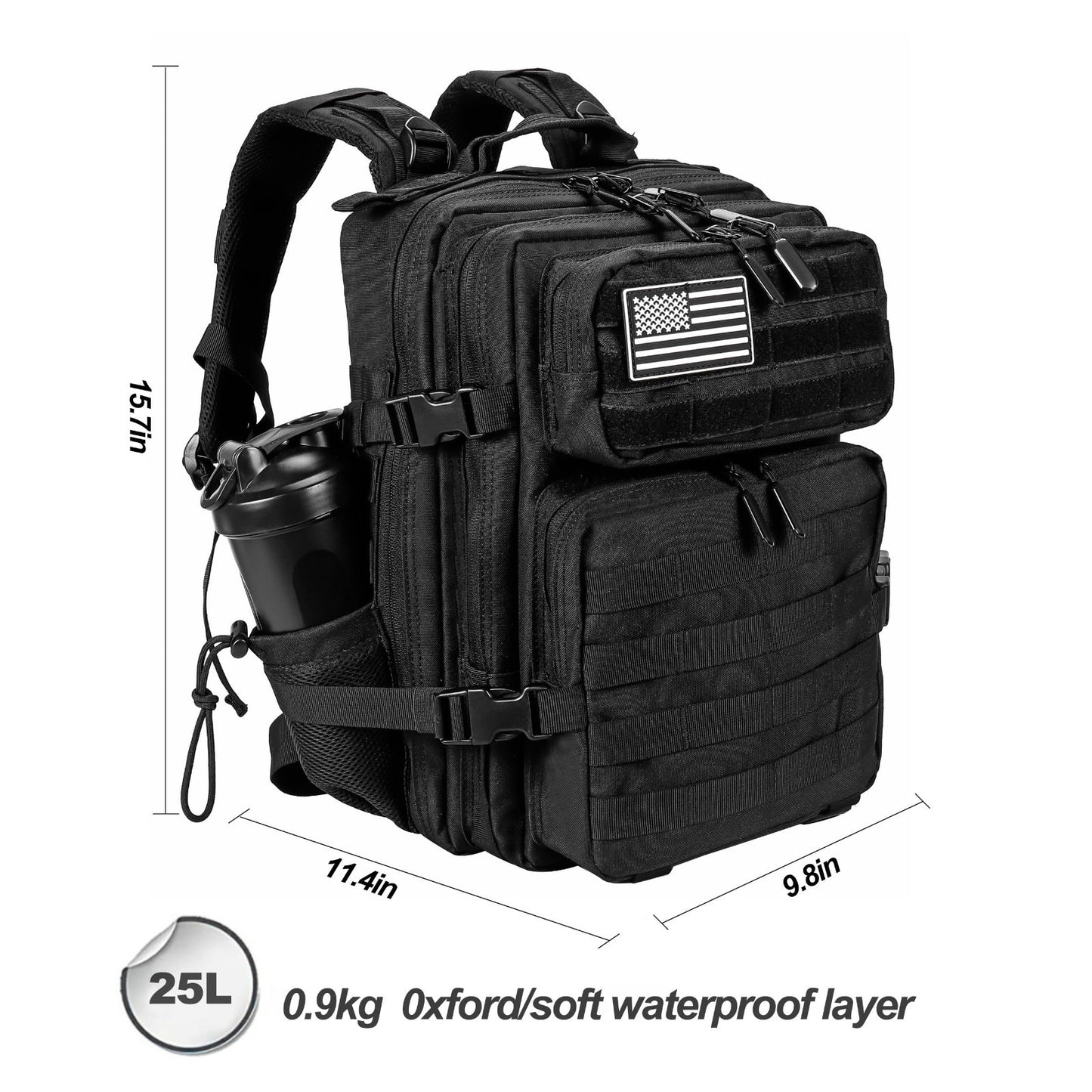 Tactical Military Backpack 25L/35L Army Assault Pack Rucksack with Water Bottle2