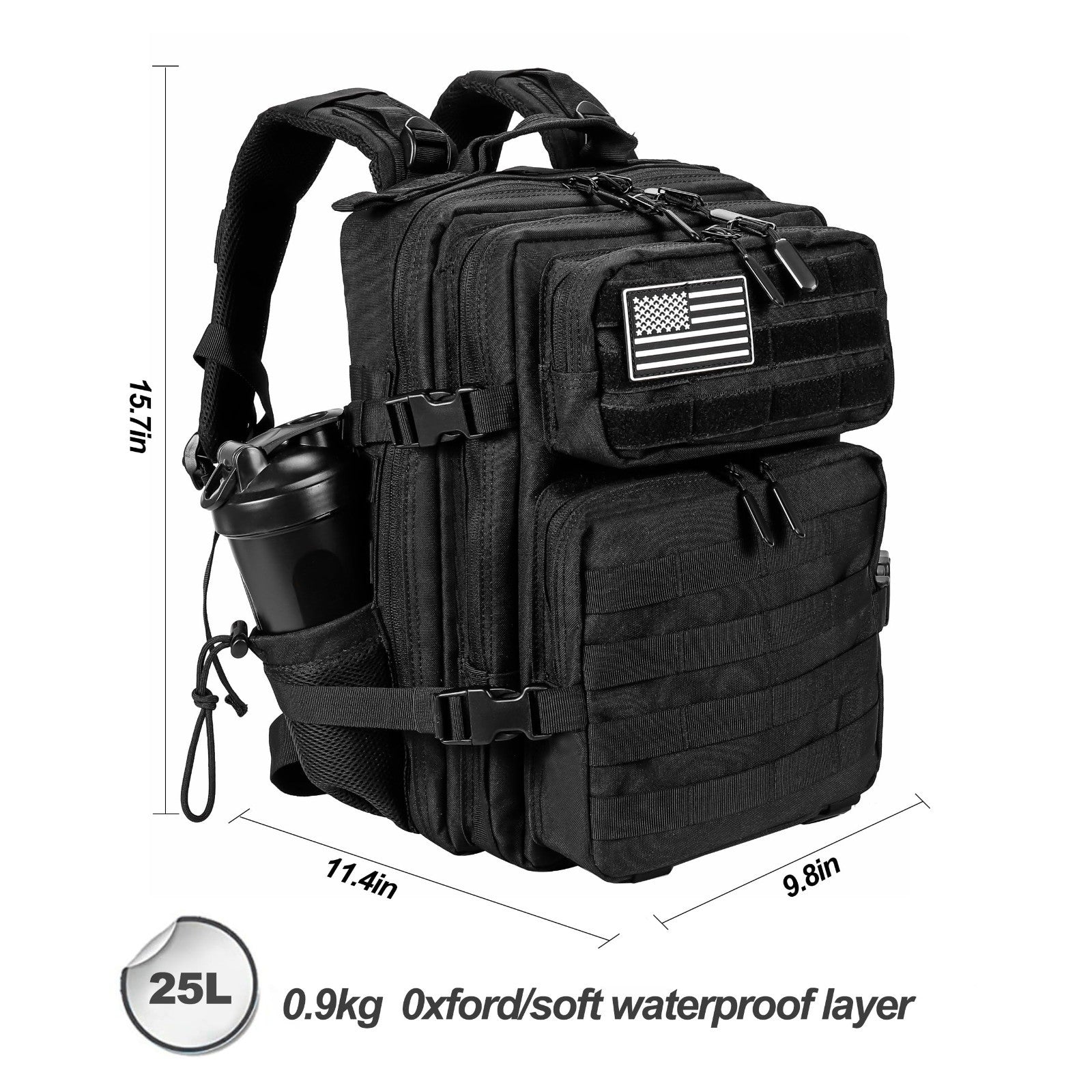 Tactical Military Backpack 25L/35L Army Assault Pack Rucksack with Water Bottle2