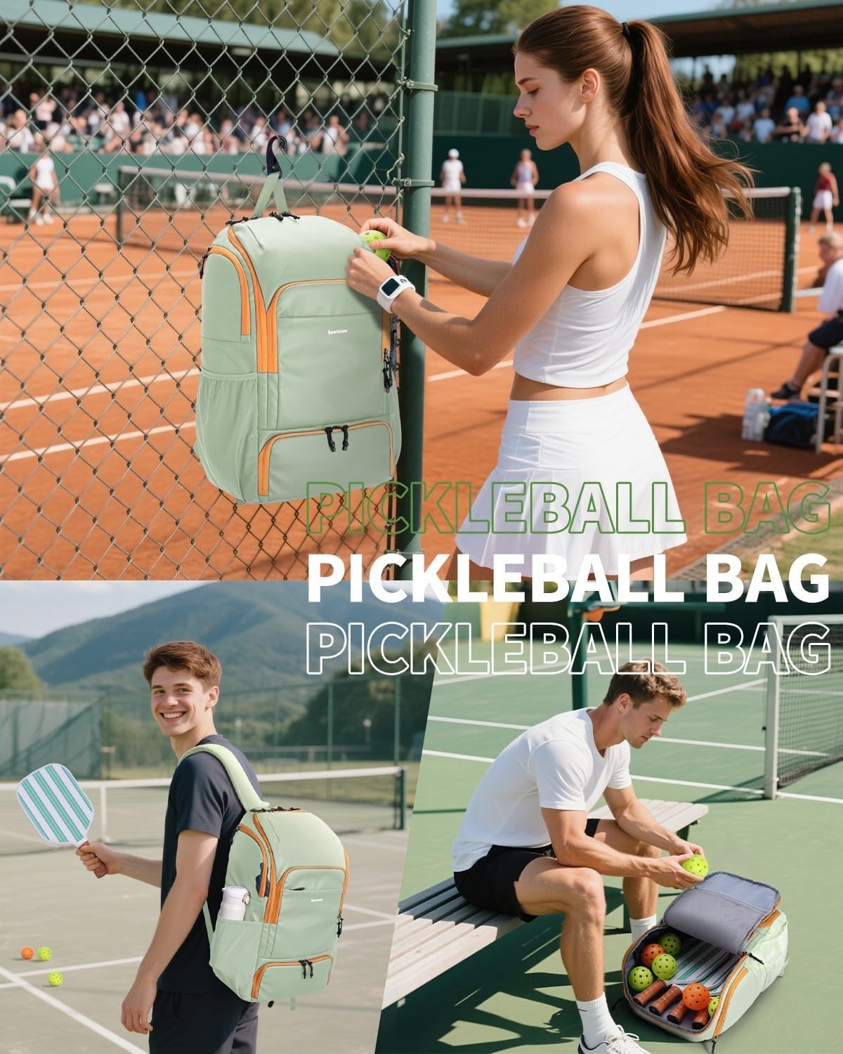Waterproof Pickleball Bag with Shoe Compartment & Fence Hook | 30L, 2 Pockets, A3