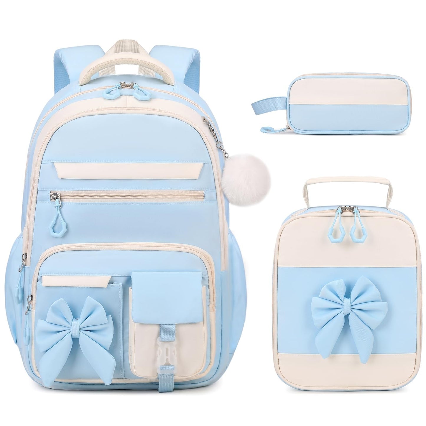 Cute Girls Backpack Set with Lunch Bag & Pencil Case   Stylish School Bag for Ki1