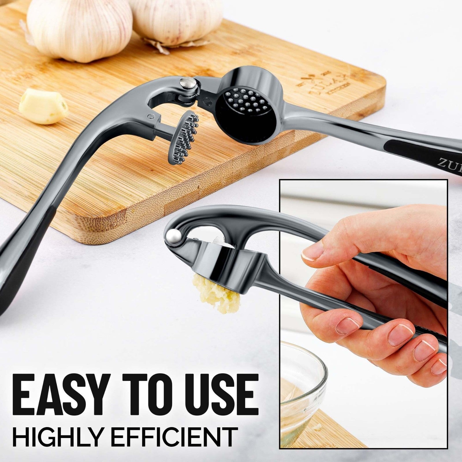 Premium Garlic Press Set   Rust Proof Mincer Tool, Easy Squeeze, Ergonomic Handl4