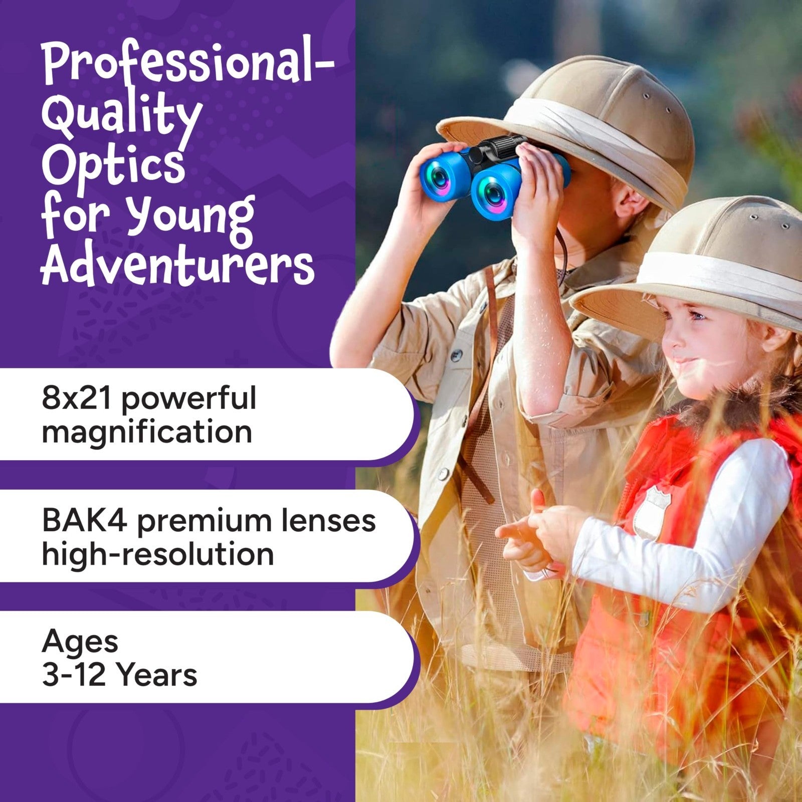 Compact Green Binoculars for Kids 3 12   STEM Outdoor Adventure Toy for Bird Wat2